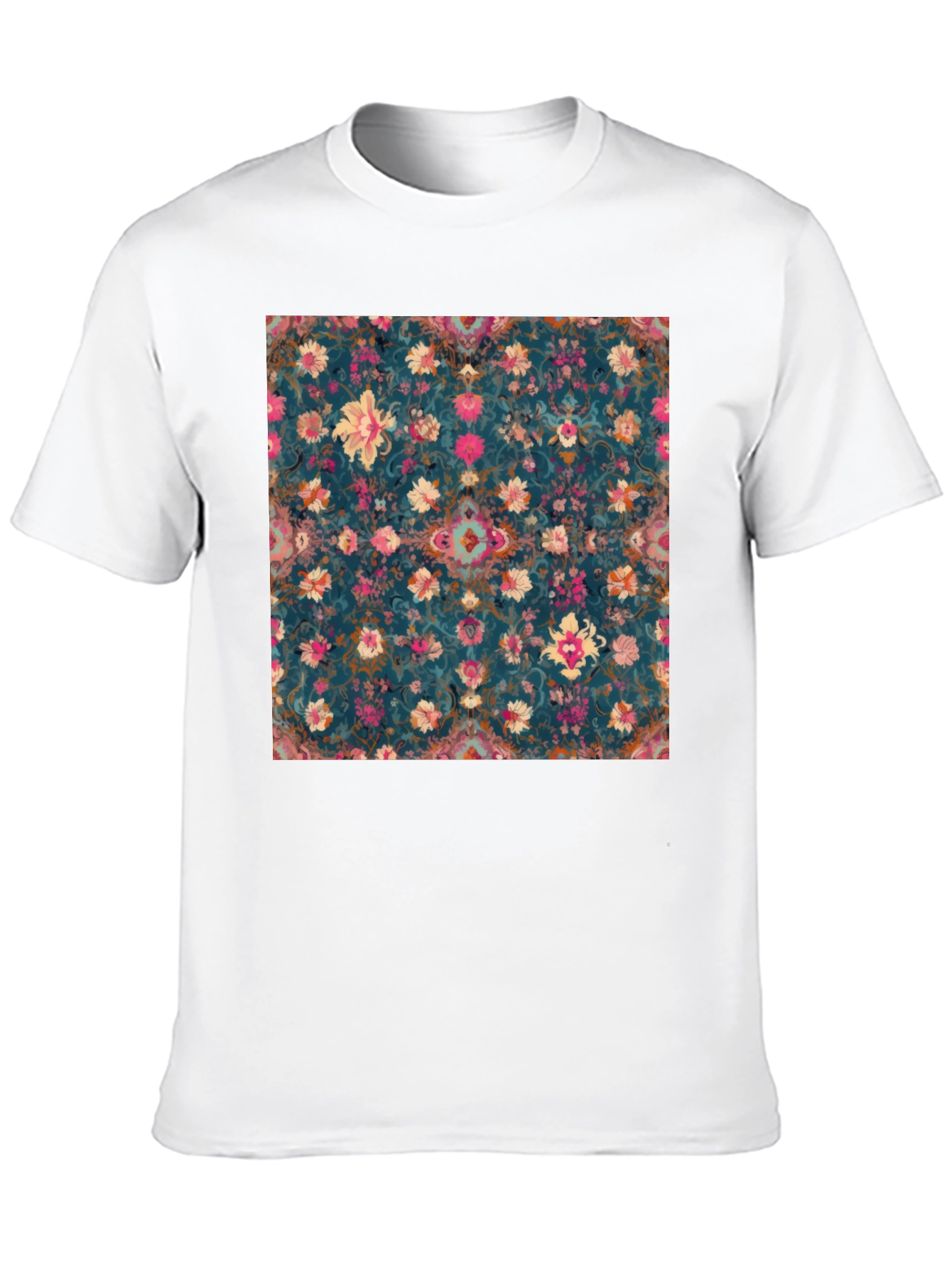 Black Floral Pattern Black T-Shirt view 10