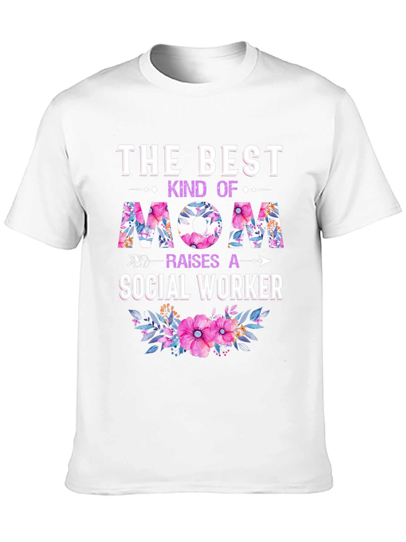 Black Best Mom Social Worker Floral T-Shirt view 10