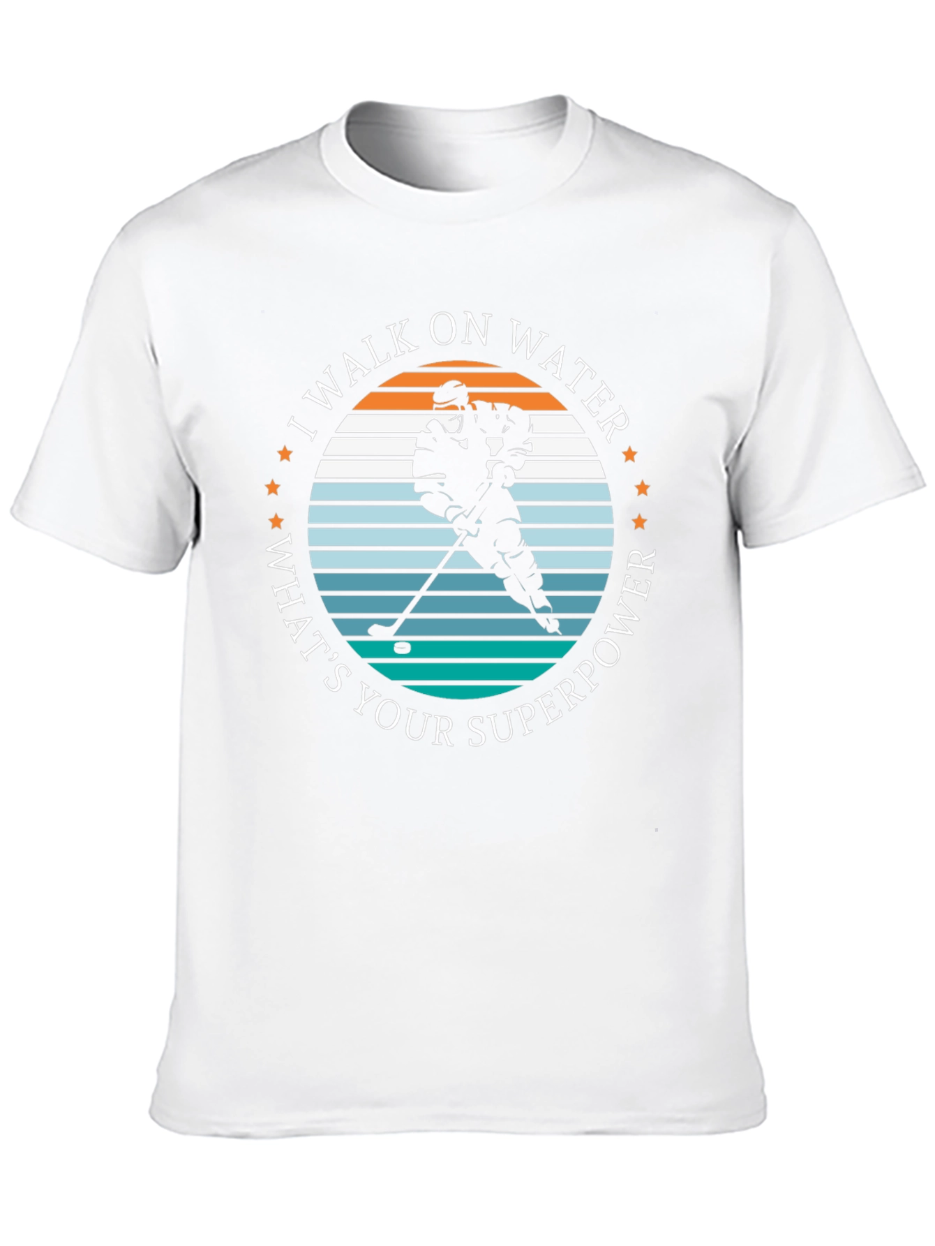 Black I Walk on Water Hockey Player Graphic T-Shirt view 10