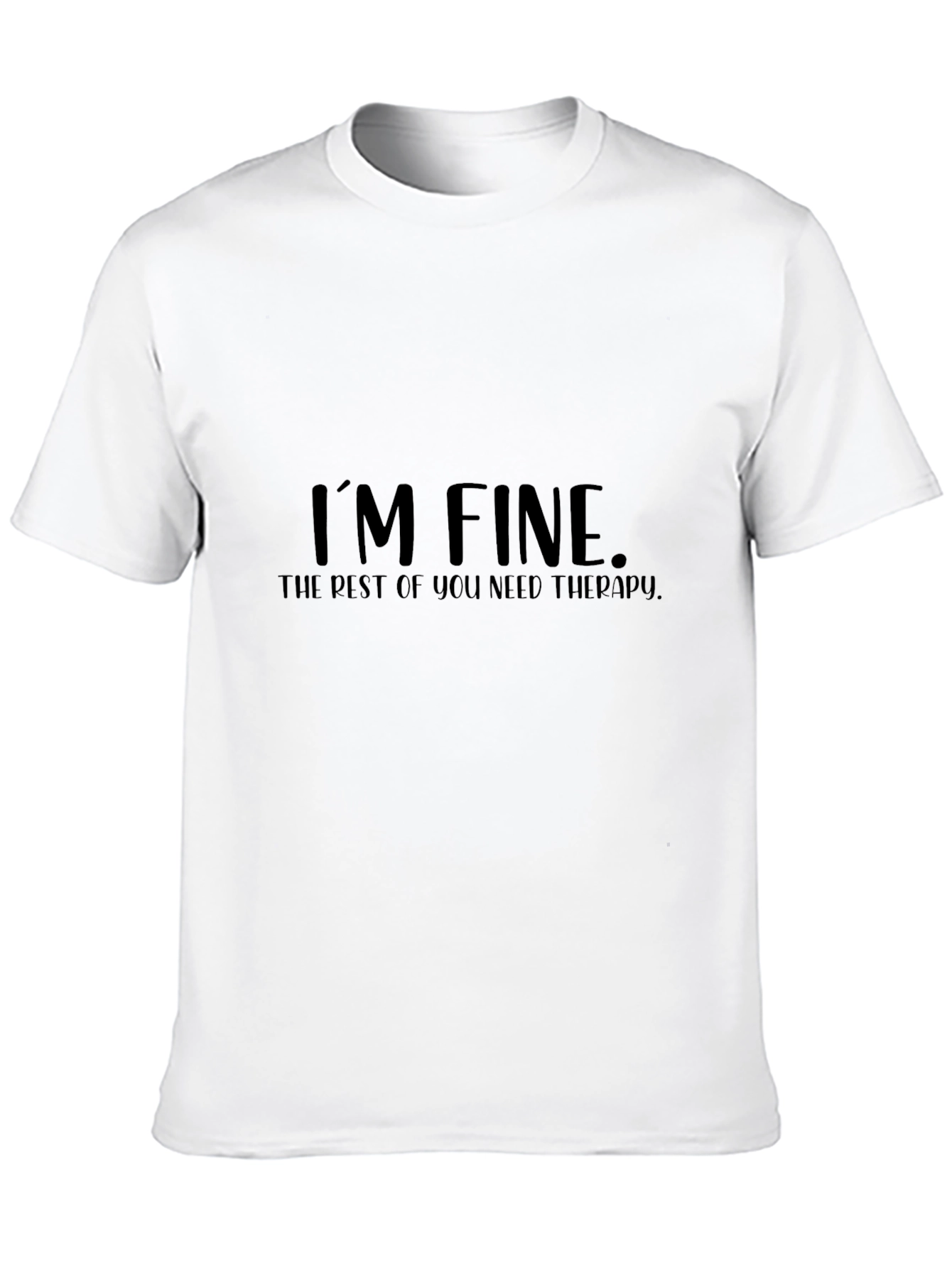 Black I'm Fine Black Cotton Graphic Tee view 10