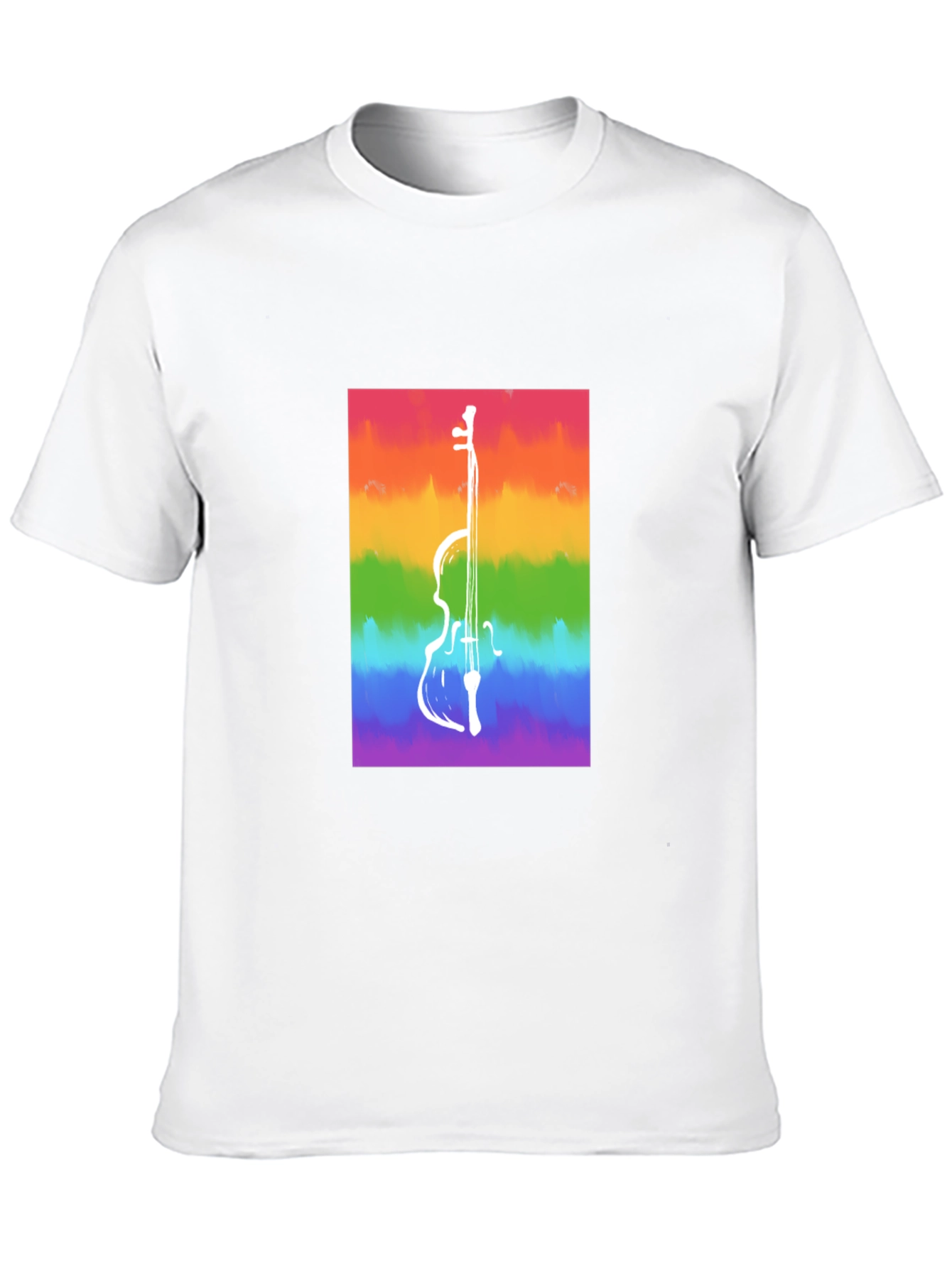 Black Rainbow Cello Graphic Tee - Black Cotton Casual Shirt view 10