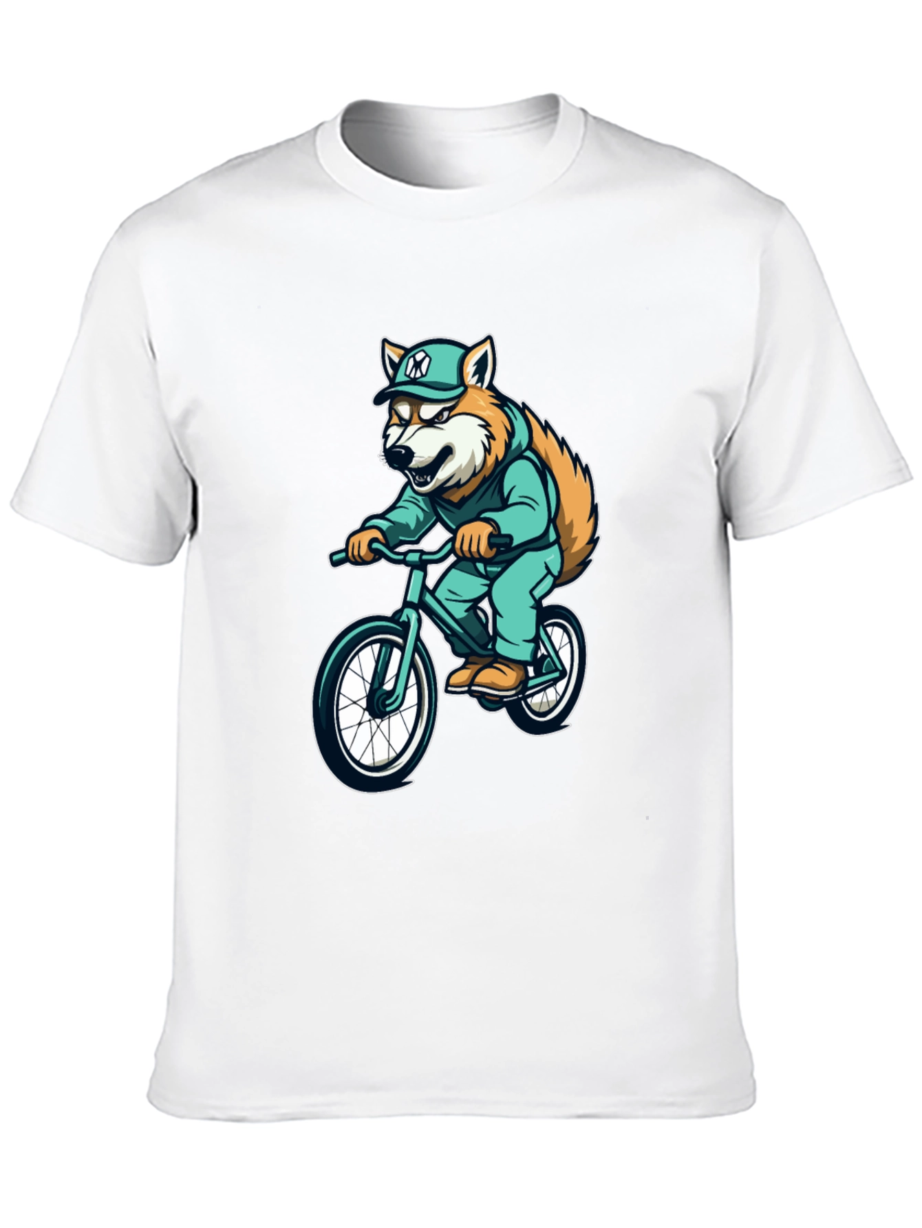 Black Cool Fox Biker Graphic Tee - Trendy Style view 10