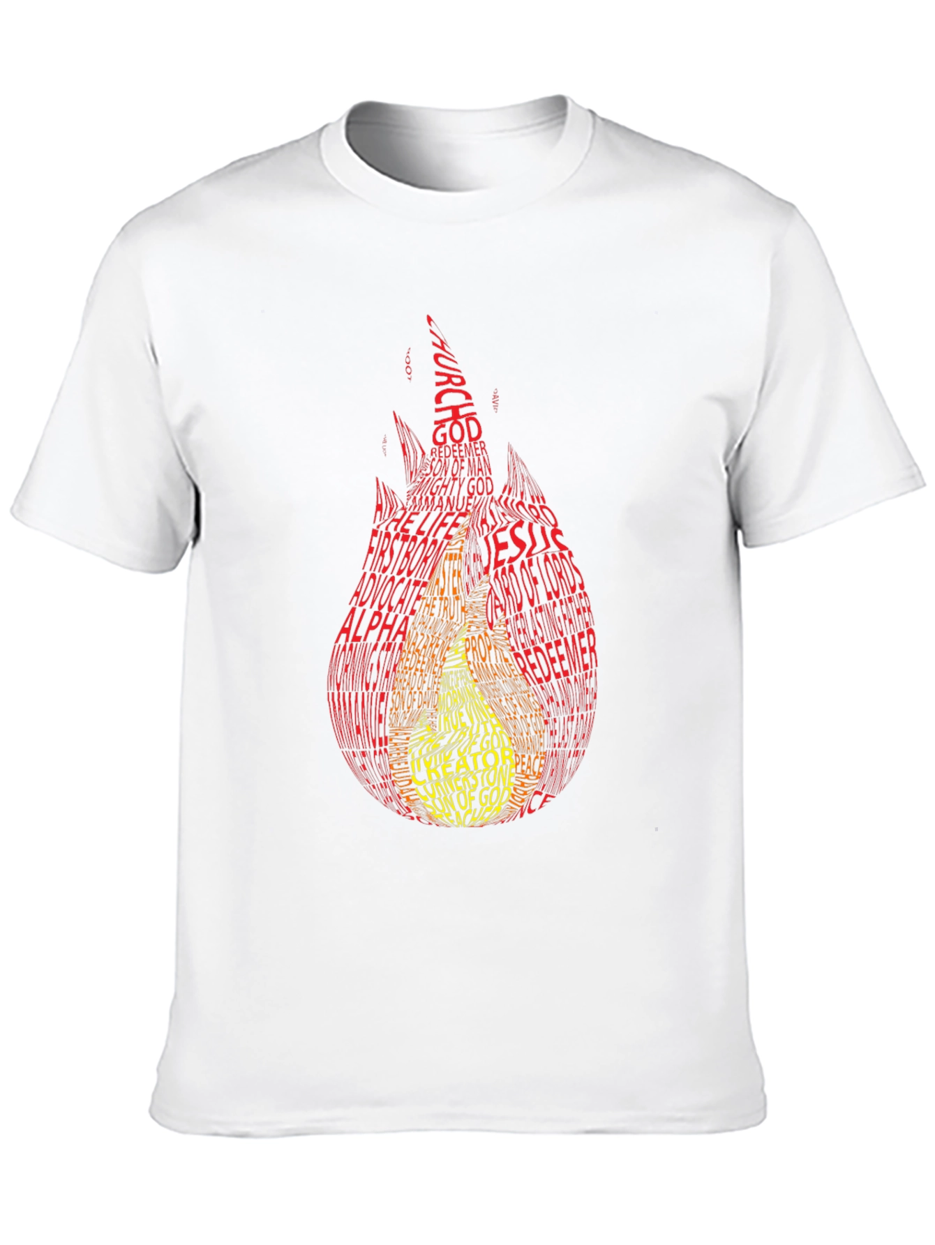 Black Flame Word Art T-Shirt - Religious Design view 10