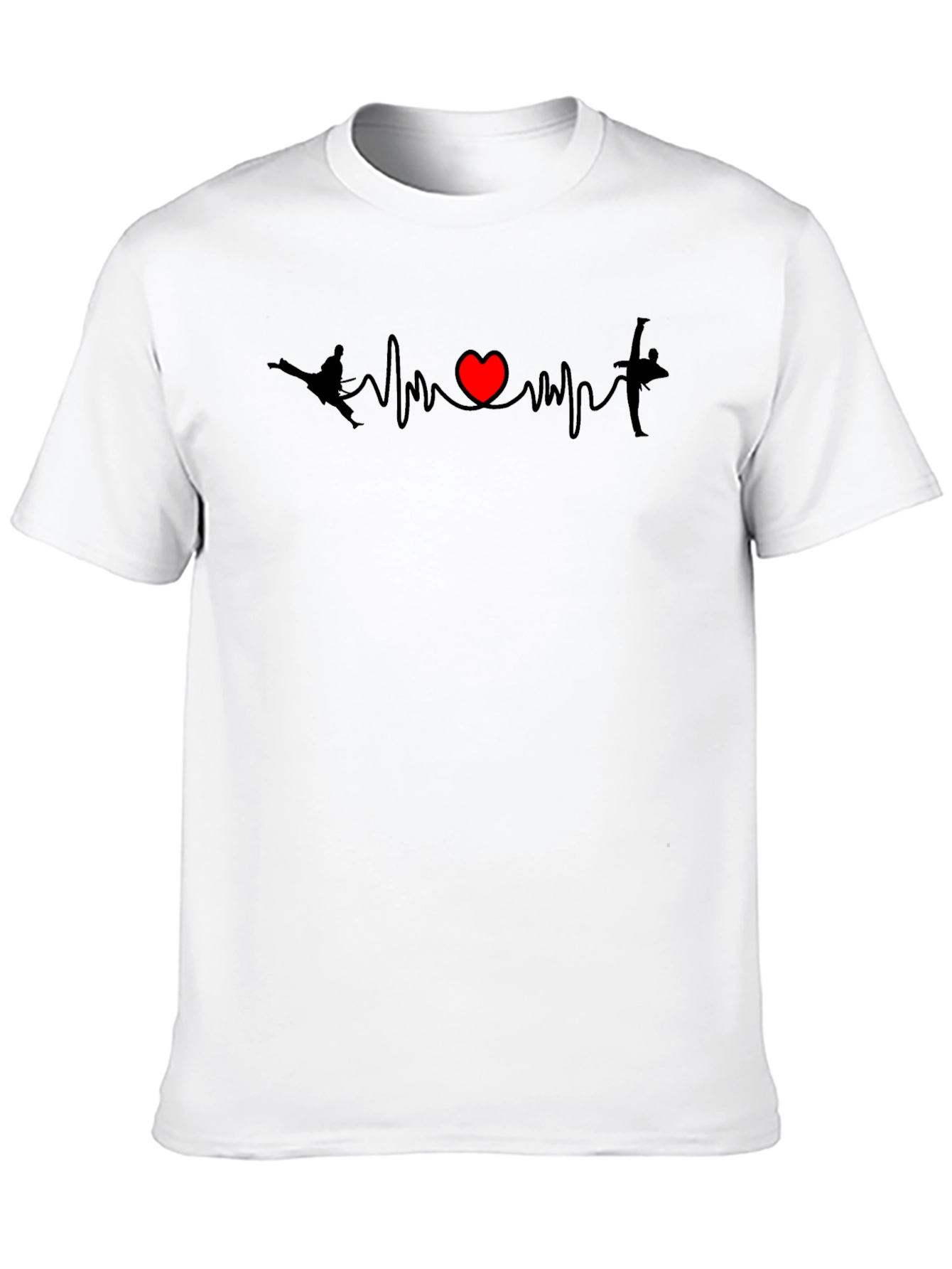 Black Karate Heartbeat T-Shirt - Martial Arts ECG Tee view 10
