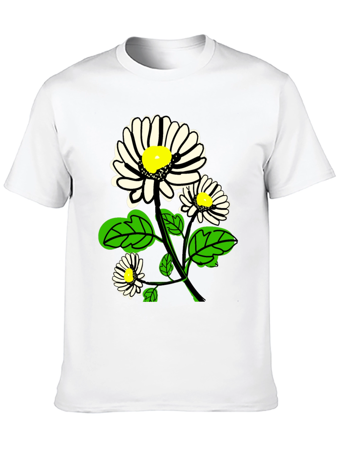Black Daisy Graphic Print Black T-Shirt view 10