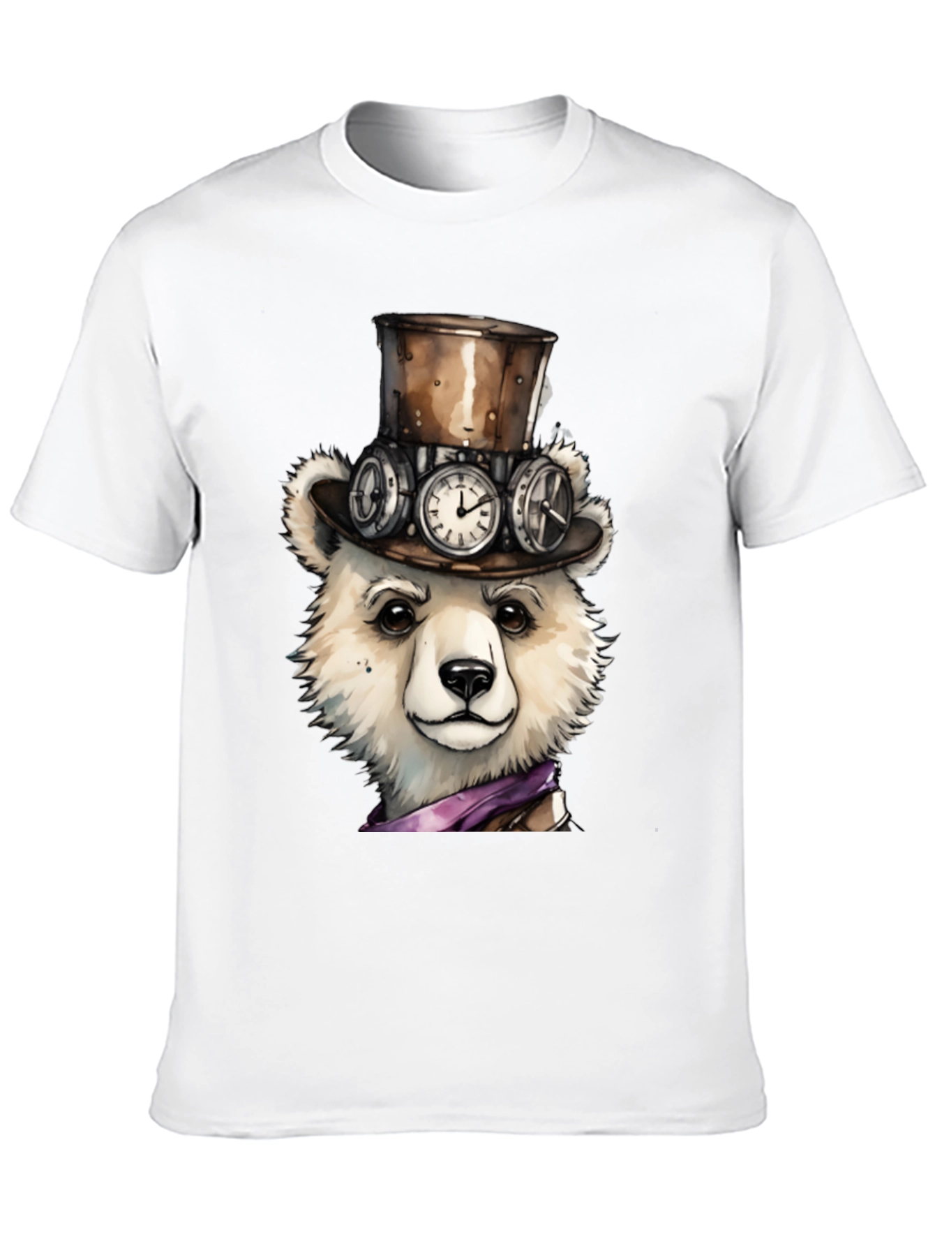 Black Steampunk Polar Bear Graphic Tee view 10