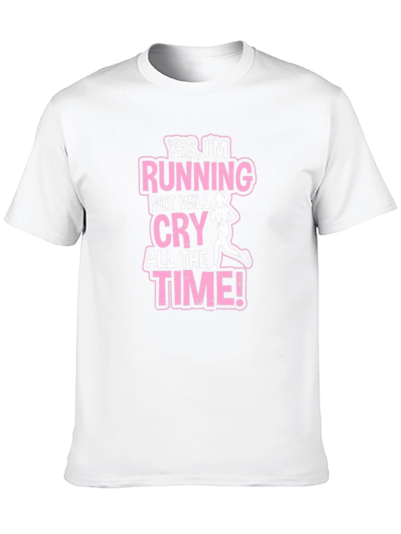 Black Funny Running T-Shirt - Yes, I'm Running But I Will Cry All The Time view 10