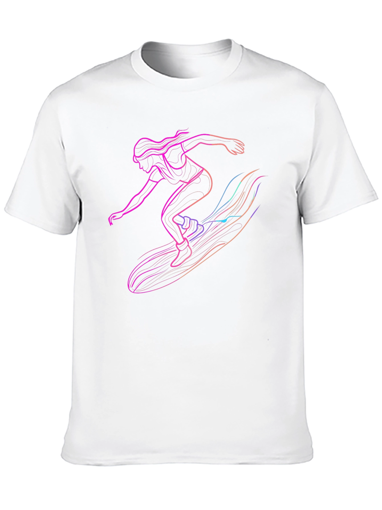 Black Surfing Silhouette Graphic Tee - Black Cotton T-Shirt view 10