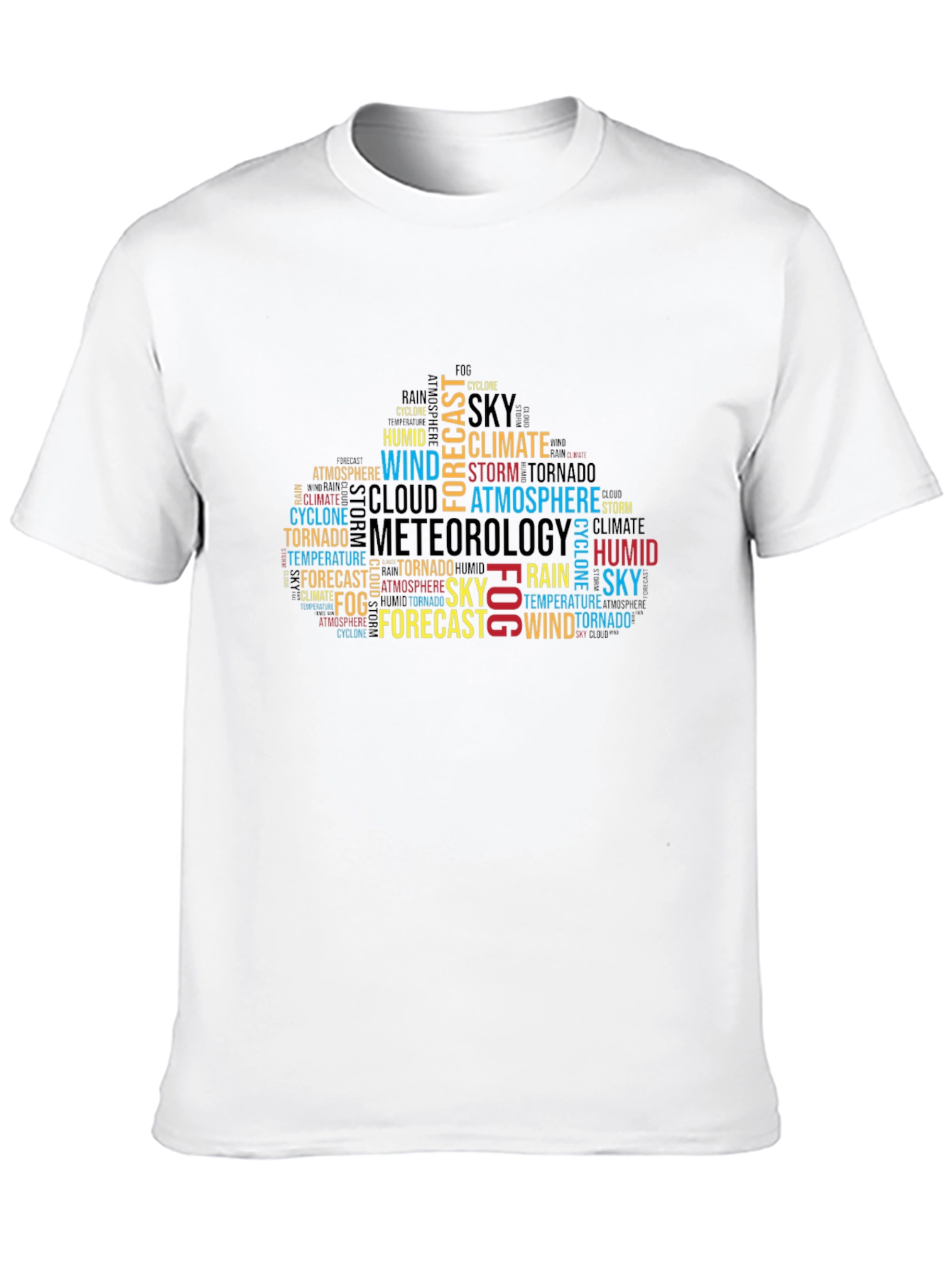 Black Weather Word Art Graphic Tee - Black Cotton T-Shirt view 10