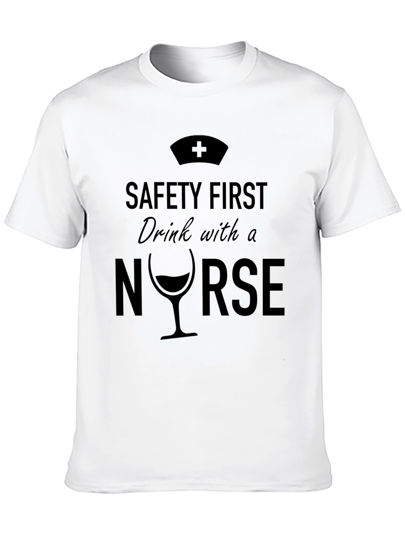 Black Safety First Drink With A Nurse T-Shirt view 10