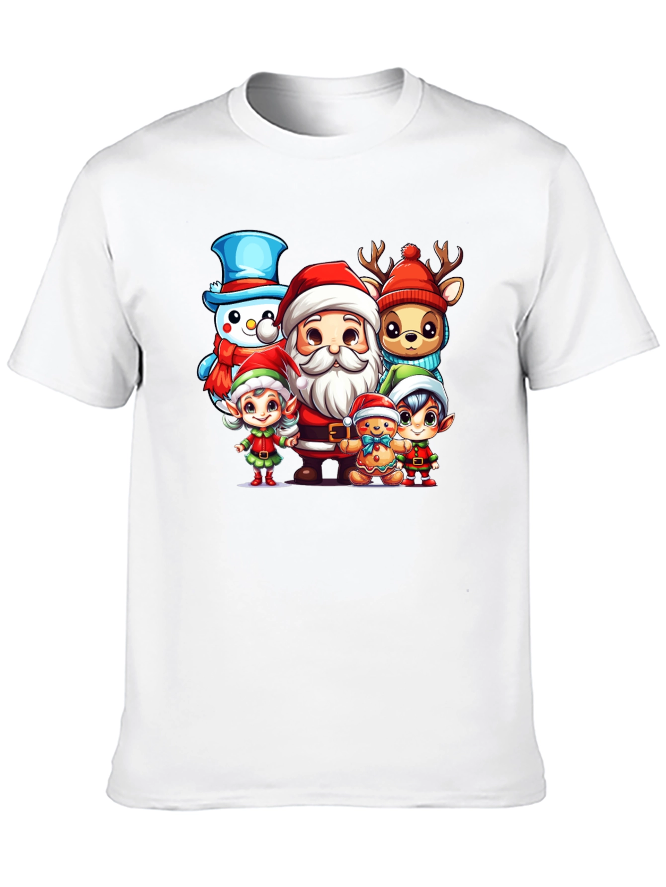 Black Festive Christmas Cartoon Crew Black T-Shirt view 10