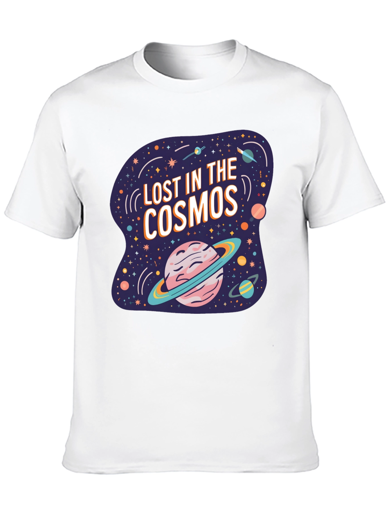 Black Lost in the Cosmos Graphic Tee - Black Cotton T-Shirt view 10