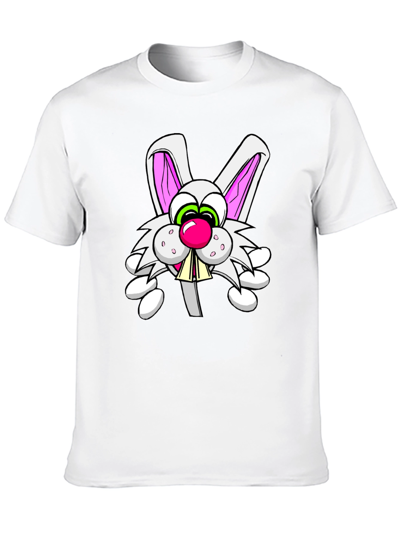 Black Cartoon Rabbit Graphic Tee - Funny Bunny T-Shirt view 10
