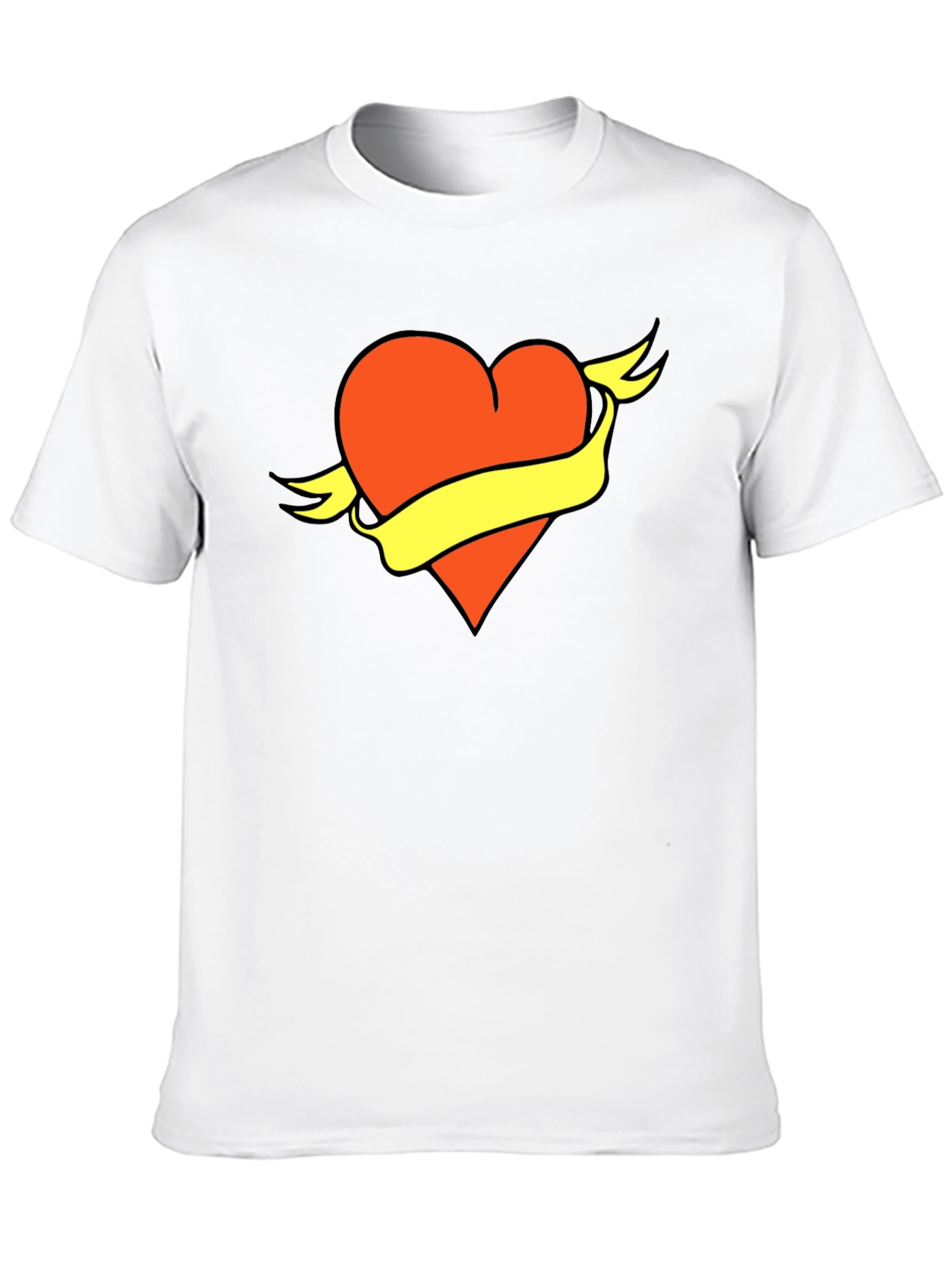 Black Heart & Banner Graphic Tee - Bold Design, Soft Fabric view 10