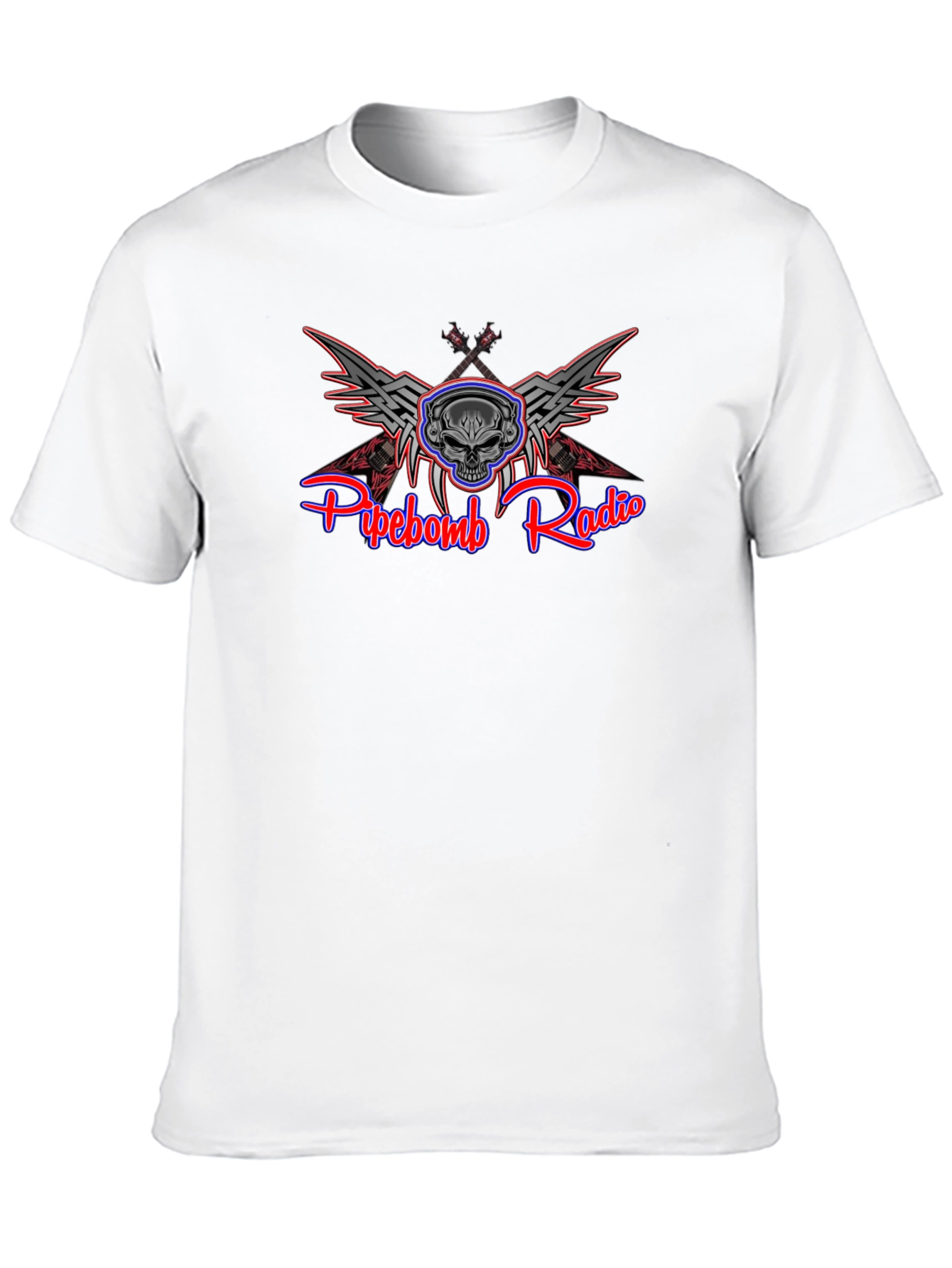 Black Pipebomb Radio Skull Winged T-Shirt view 10