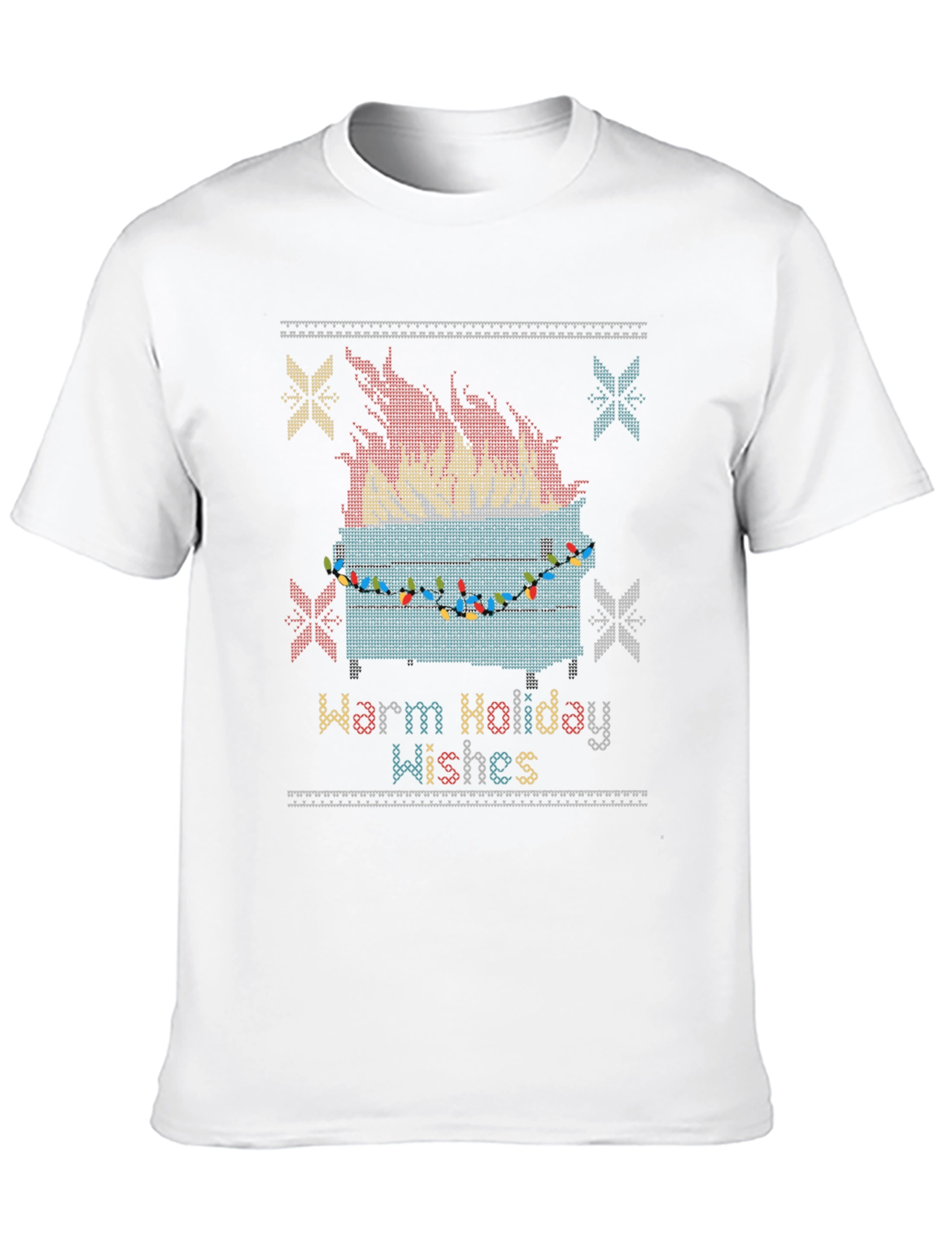 Black Warm Holiday Wishes Dumpster Fire T-Shirt view 10