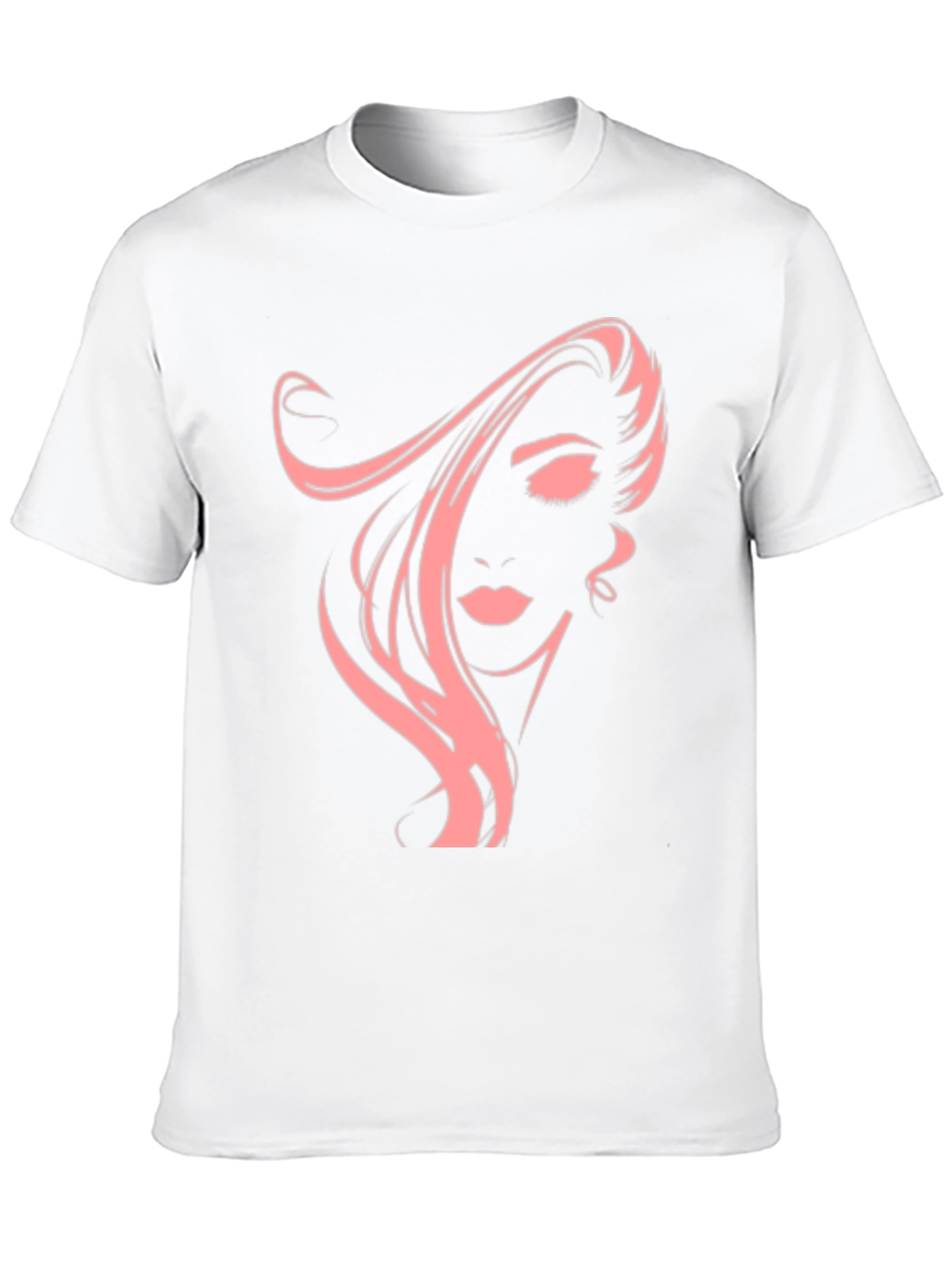 Black Stylish Black T-Shirt with Pink Woman Portrait Graphic view 10