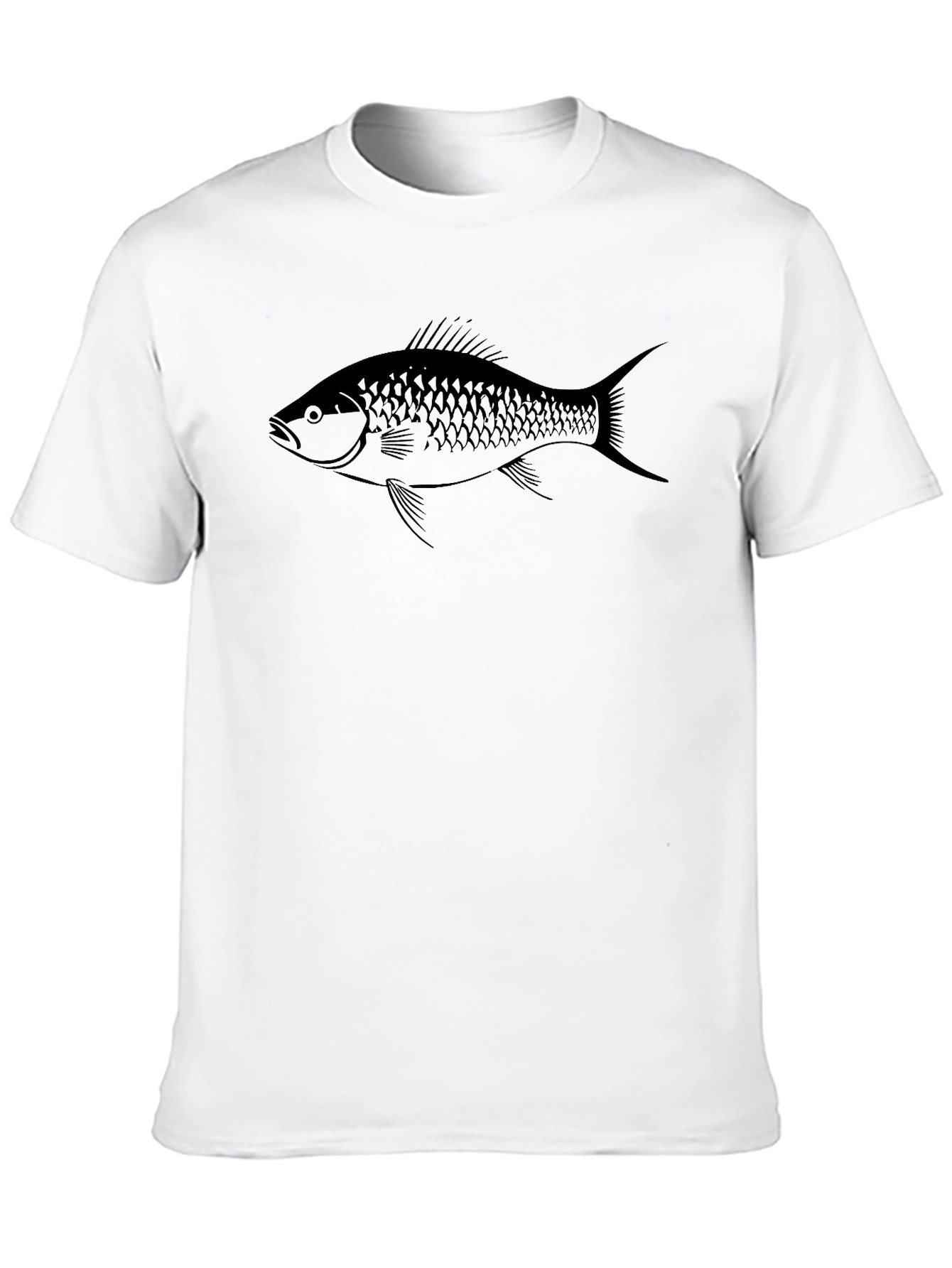 Black Men's Black T-Shirt with Fish Graphic Tee view 10