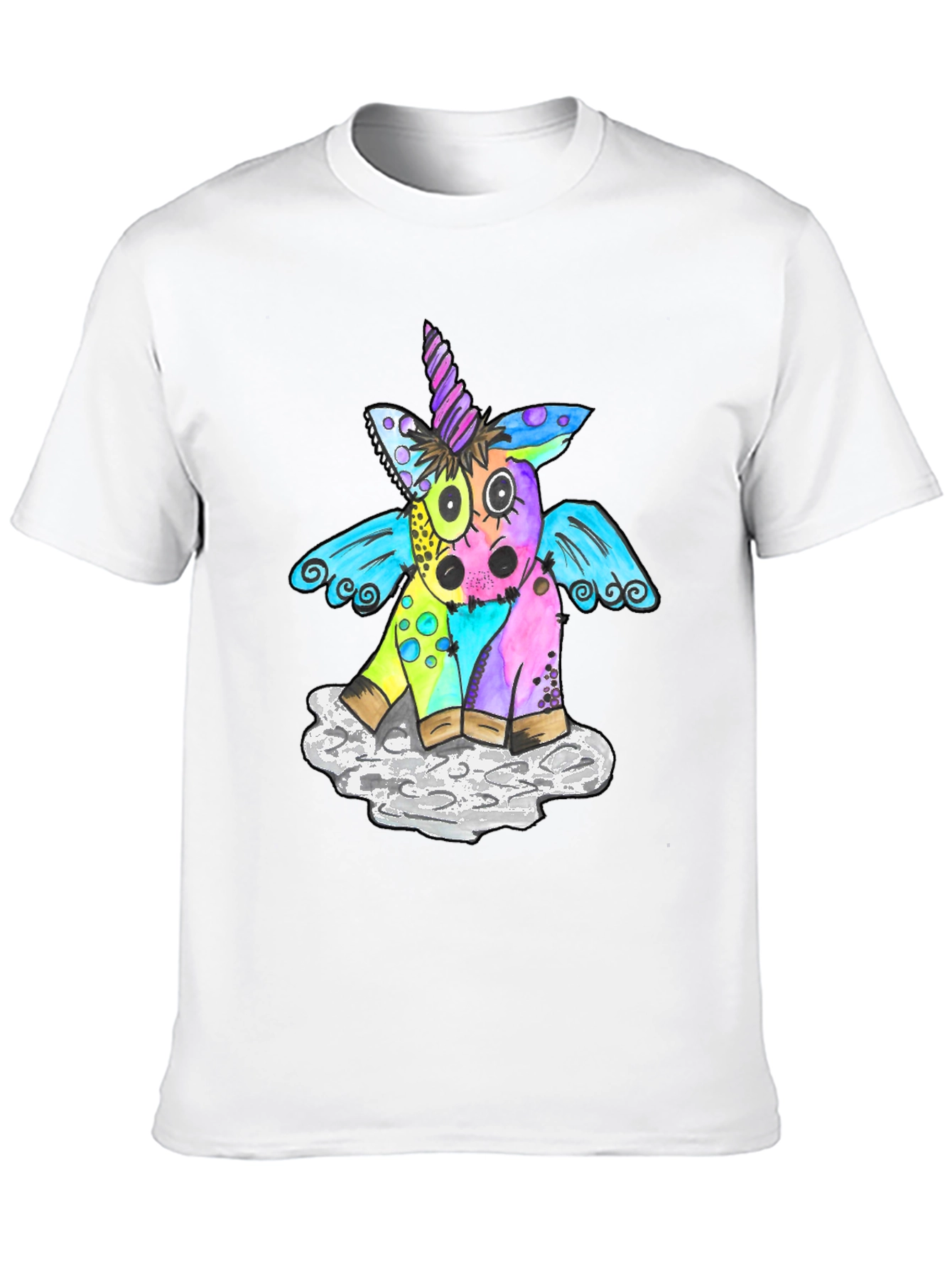 Black Unicorn Graphic T-Shirt, Men's Black Tee view 10