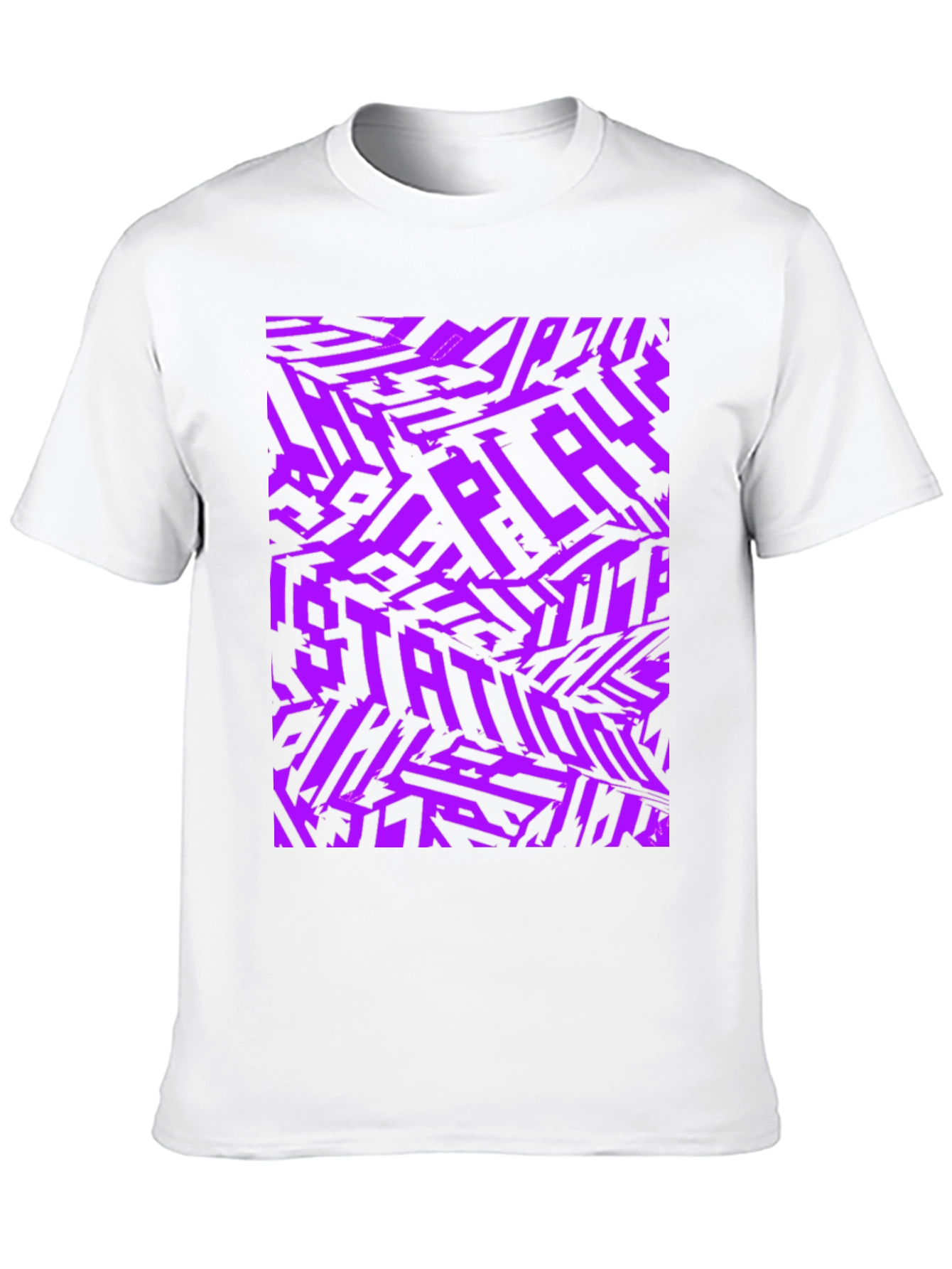 Black Abstract Purple Graphic Print Black T-Shirt view 10