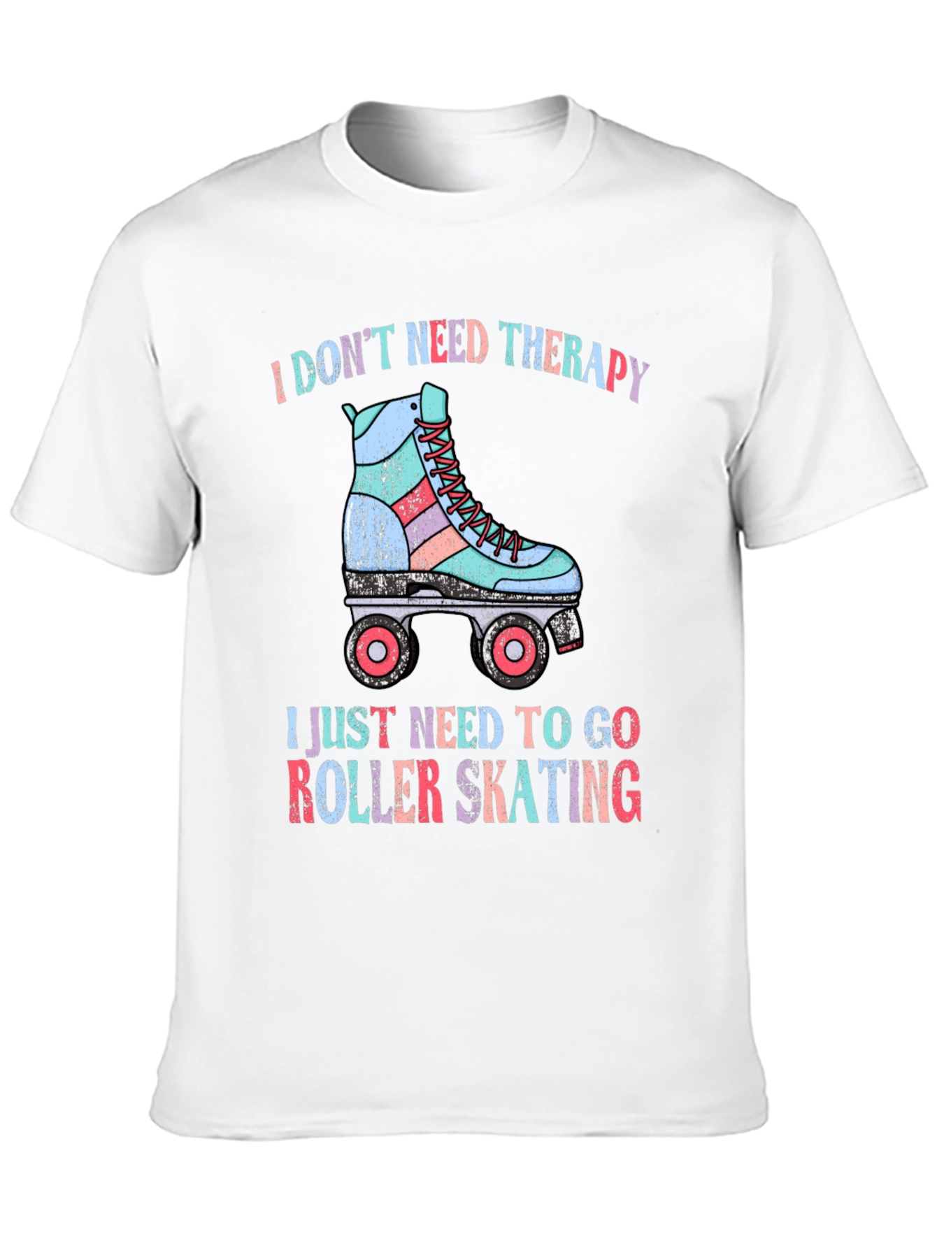 Black I Don't Need Therapy Roller Skating T-Shirt view 10
