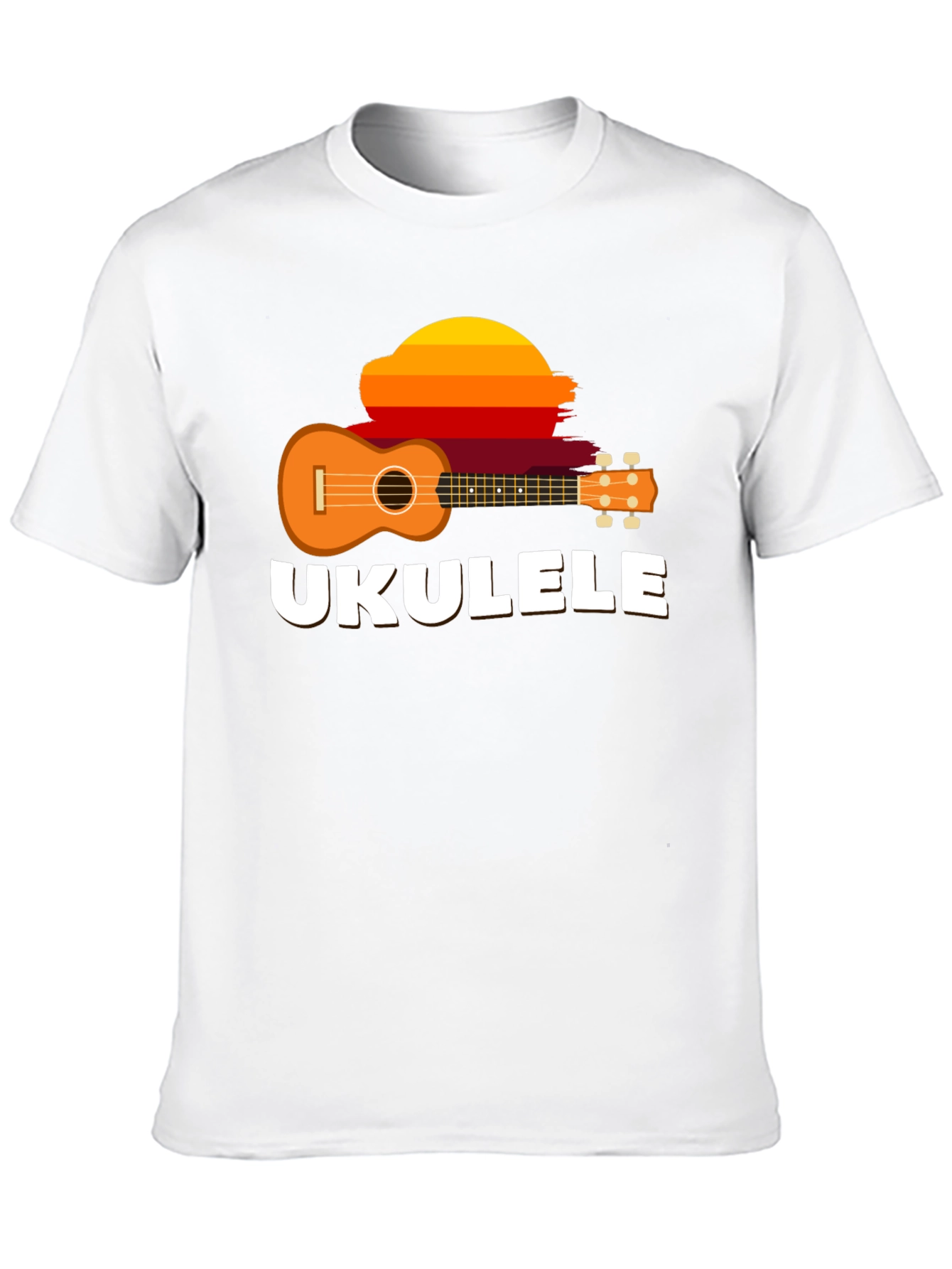 Black Ukulele Sunset Graphic Tee - Black Cotton T-Shirt view 10