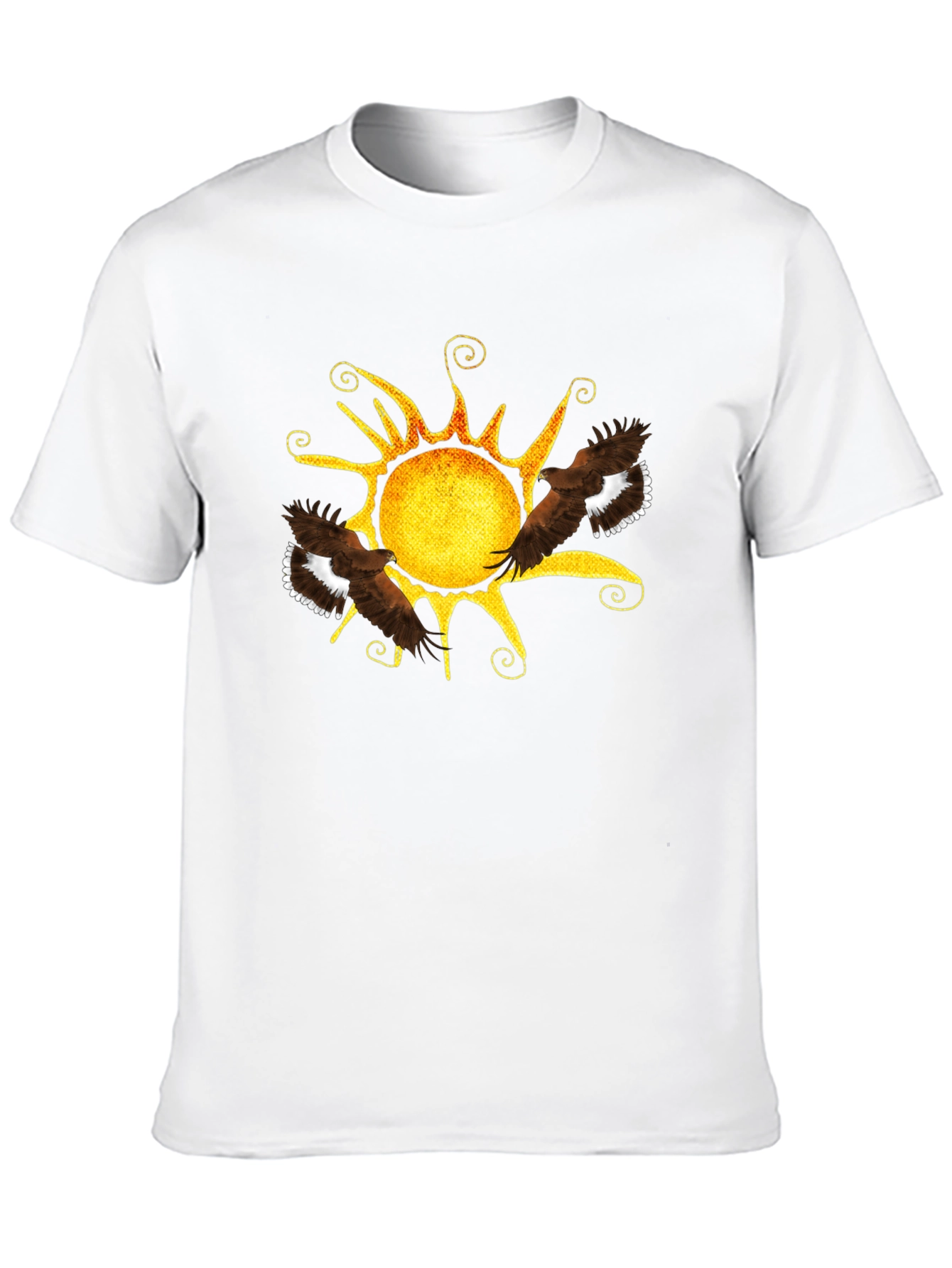 Black Black Tee with Sun & Eagle Design view 10