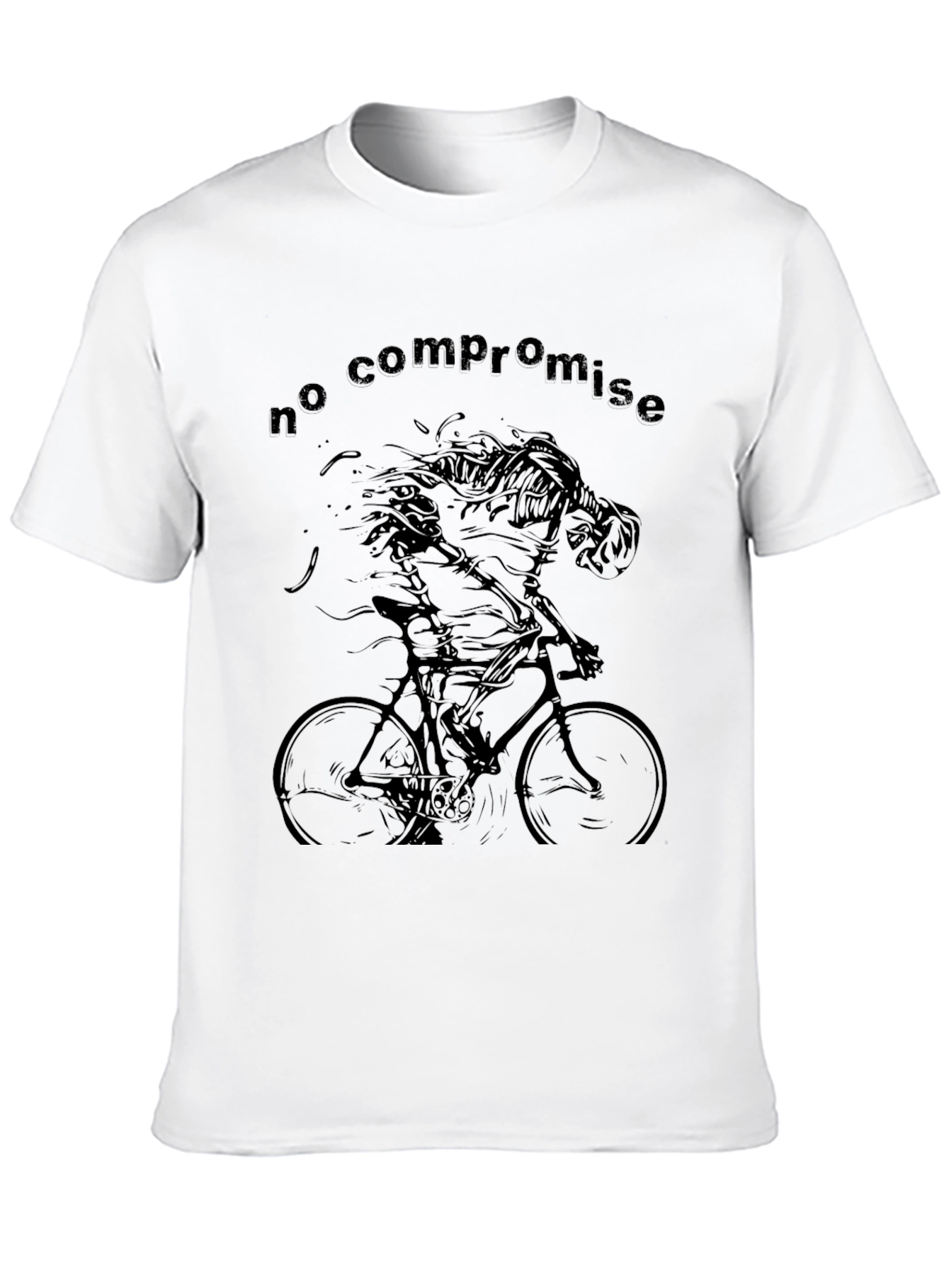 Black No Compromise Skeleton Cyclist Black T-Shirt view 10
