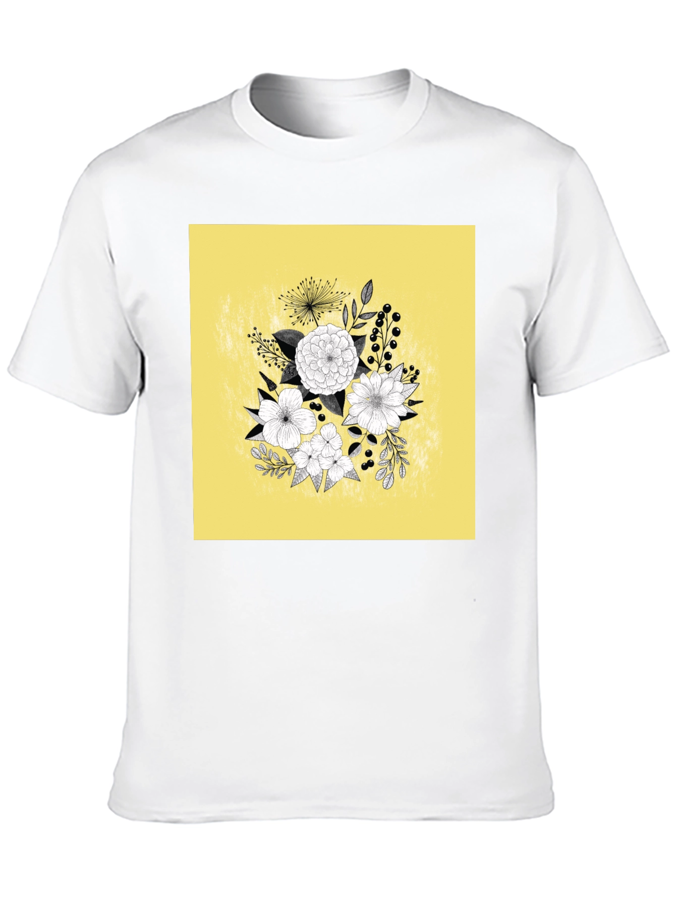 Black Floral Graphic Tee - Black Cotton T-Shirt view 10