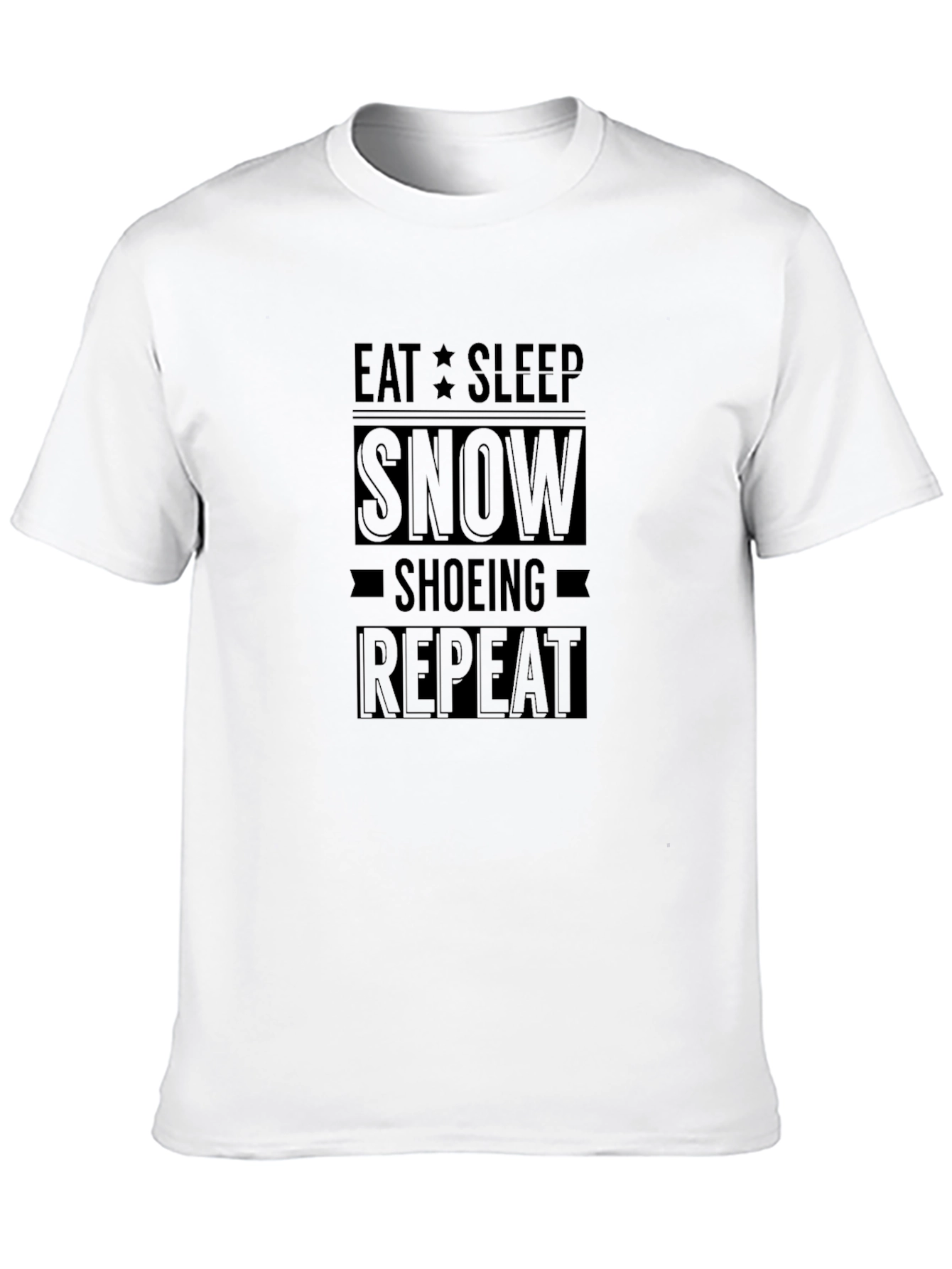 Black Eat Sleep Snowshoeing Repeat Black T-Shirt view 10