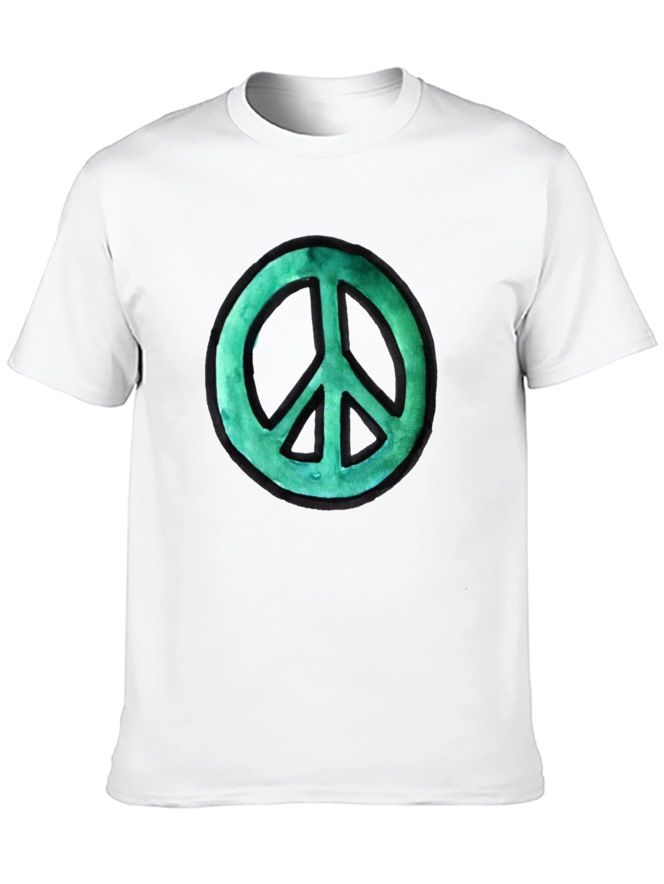 Black Peace Sign Graphic Tee - Black Cotton view 10