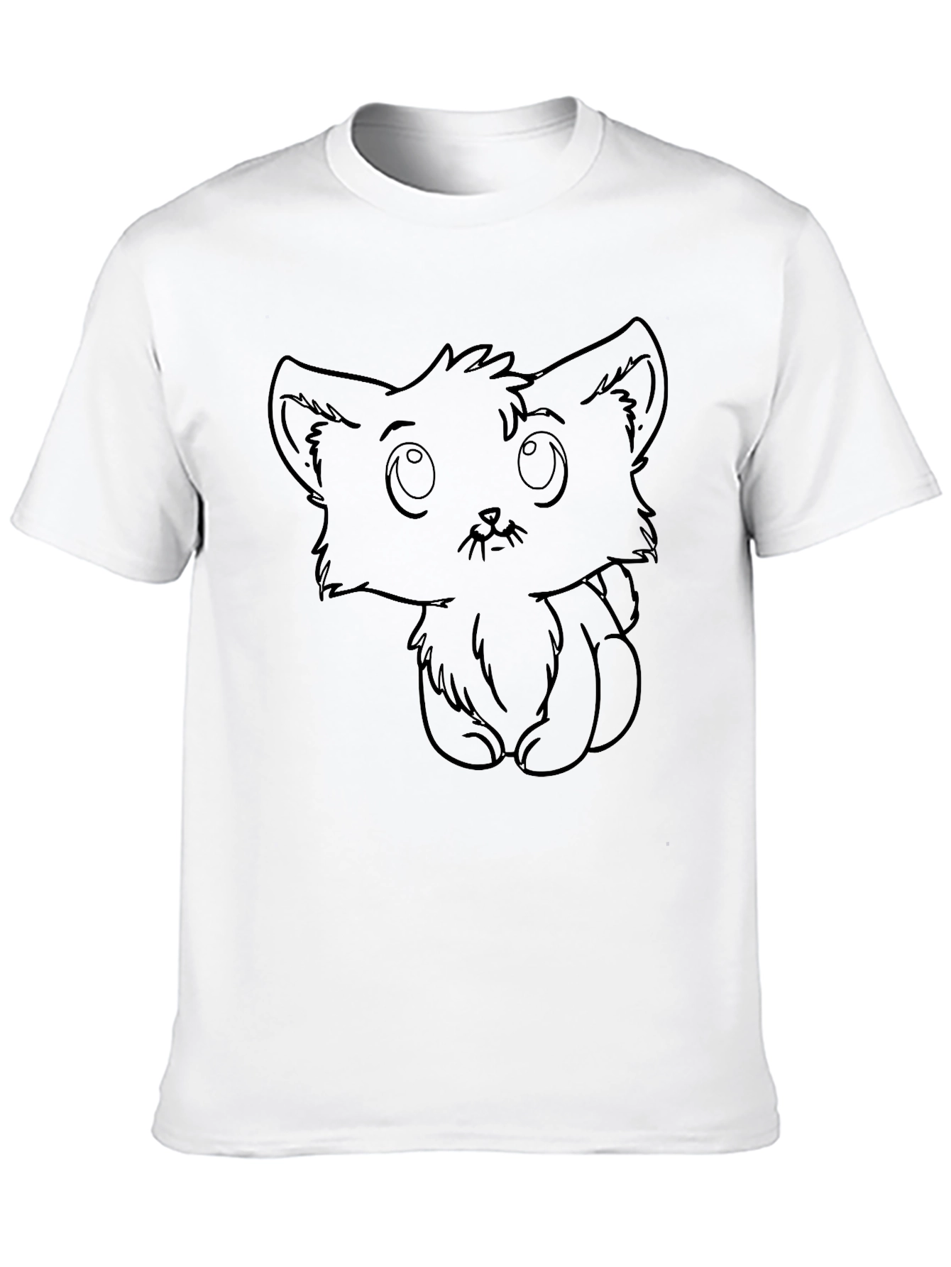 Black Cute Kitten Outline Black T-Shirt view 10