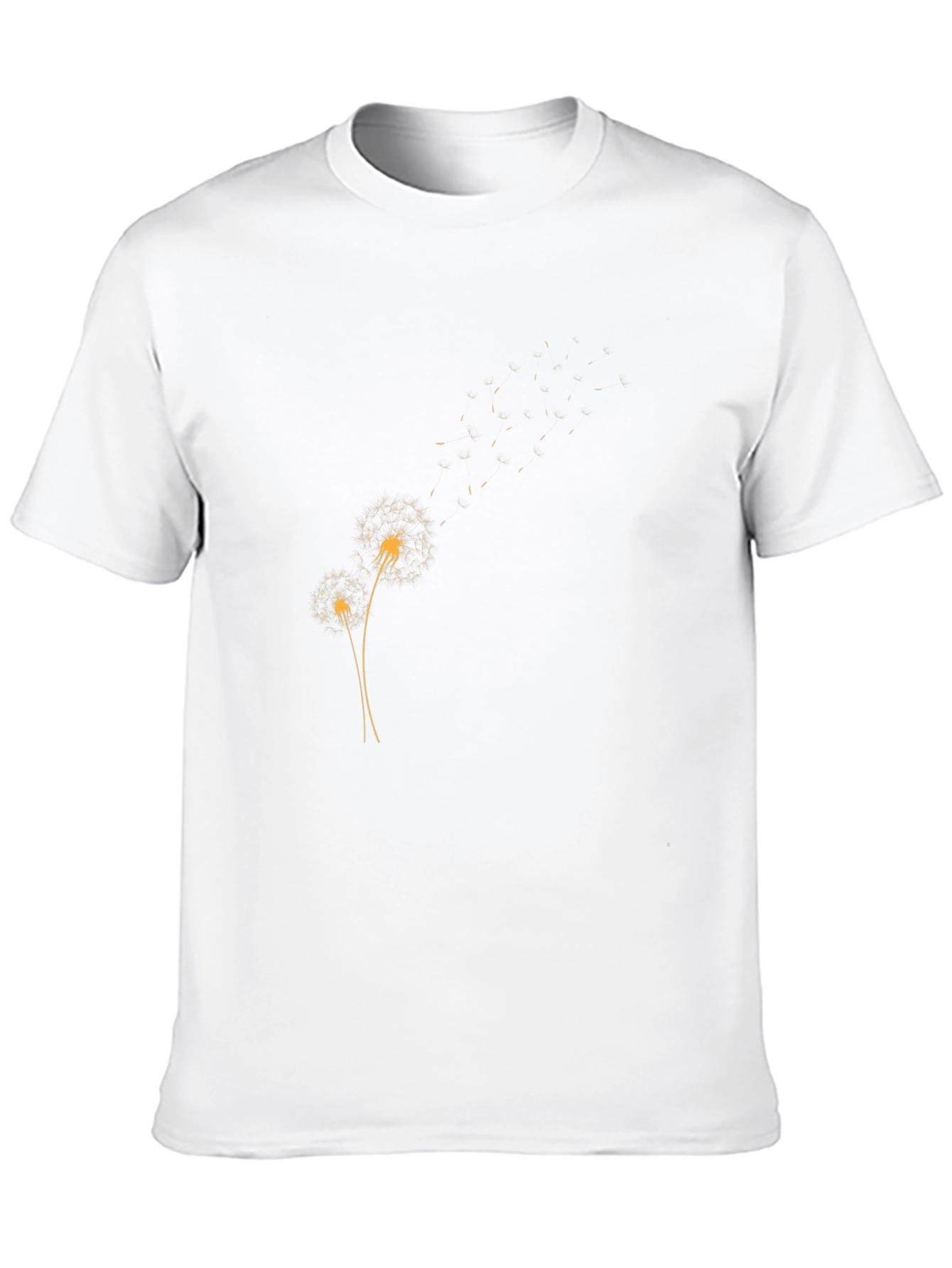 Black Men's Black T-Shirt with Dandelion Design view 10