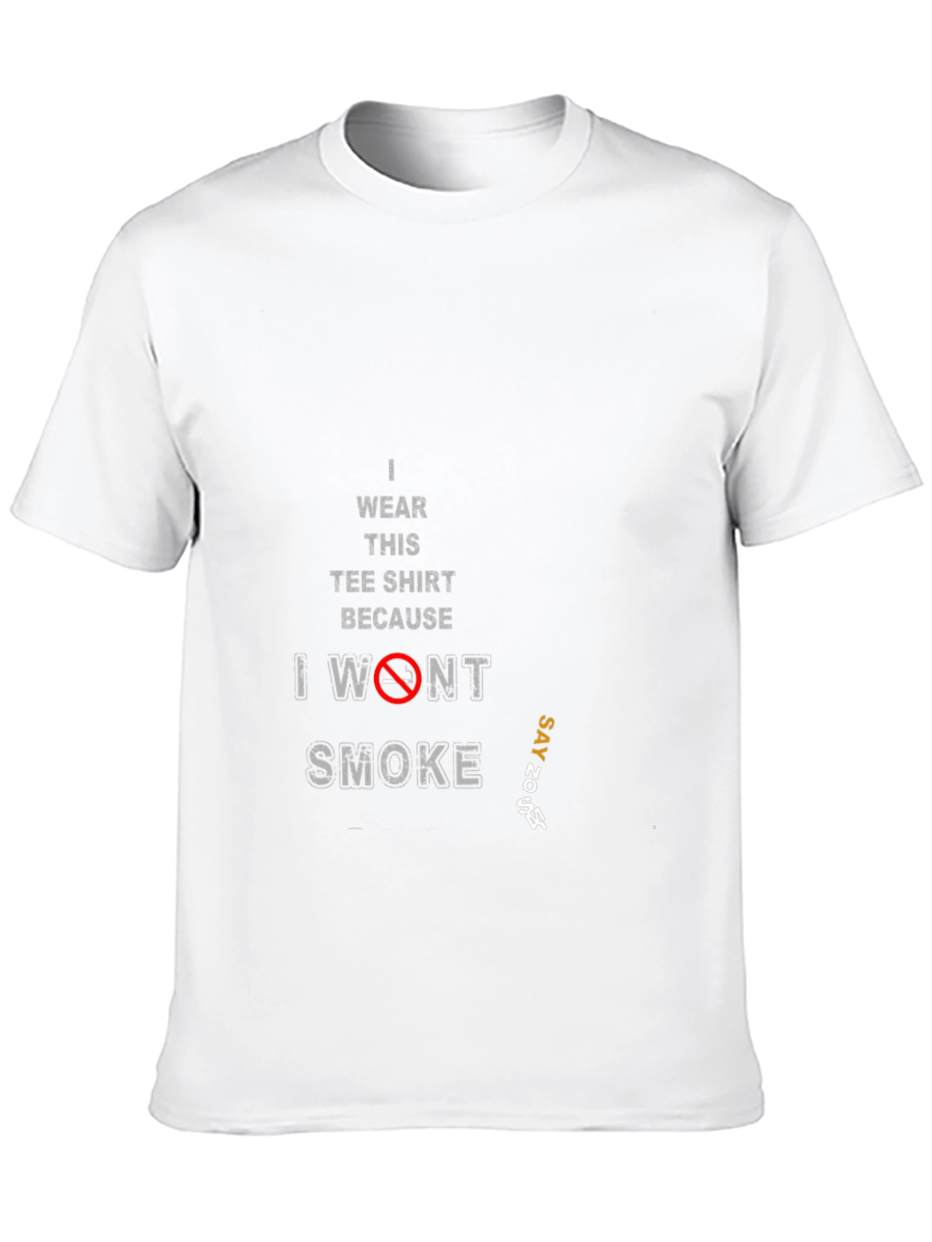 Black Anti-Smoking Slogan Tee - 'I Won't Smoke' view 10