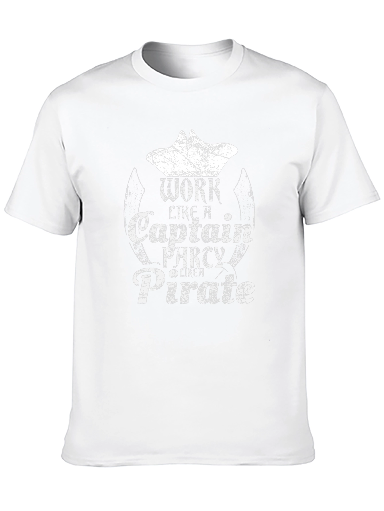 Black Work Like A Captain Pirate Men's Black T-Shirt view 10