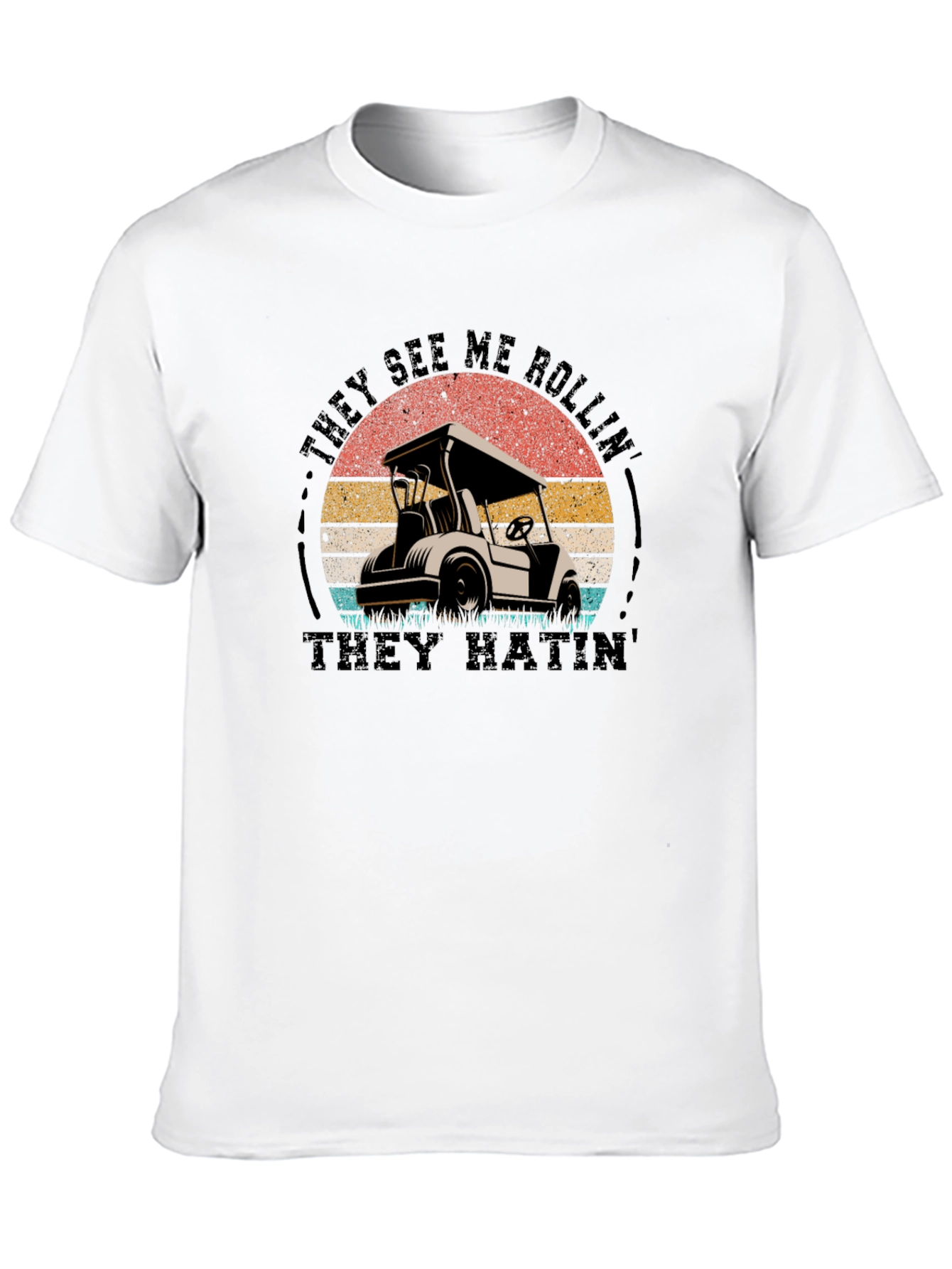 Black They See Me Rollin' Men's Black T-Shirt view 10