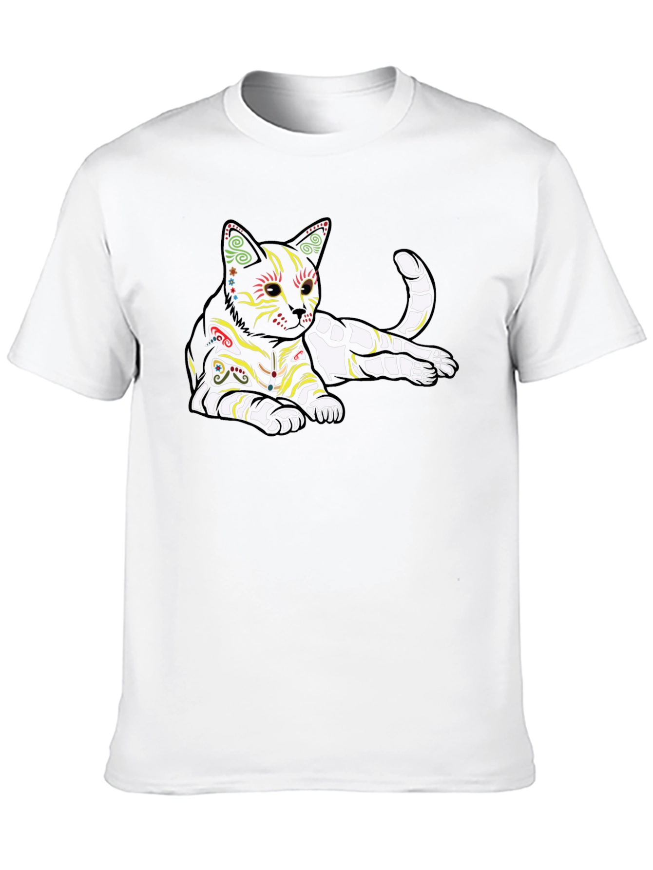 Black Day of the Dead Cat T-Shirt - Sugar Skull Kitten Tee view 10