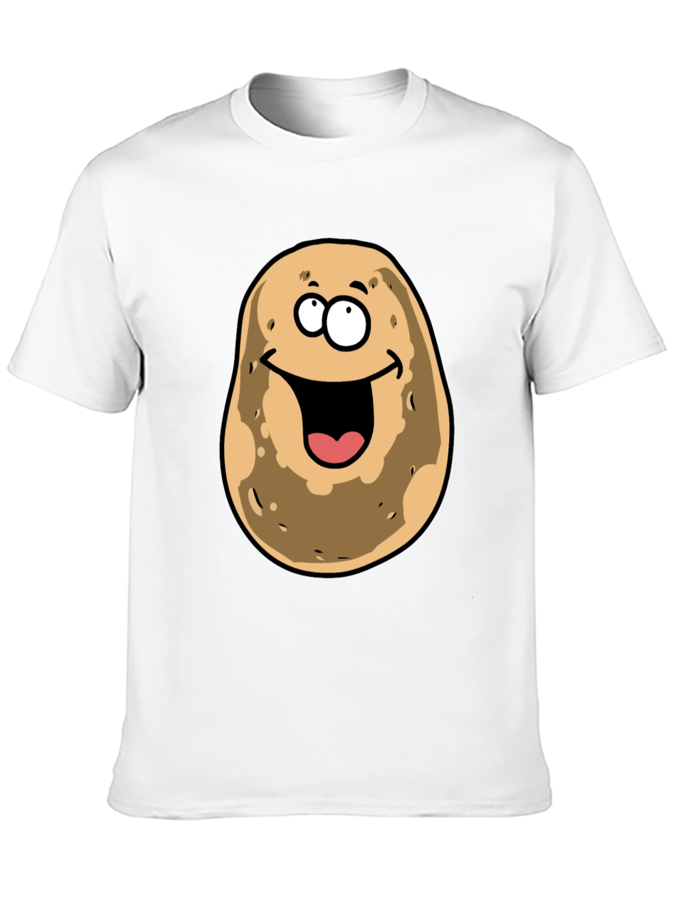 Black Funny Potato Face Black Graphic Tee view 10