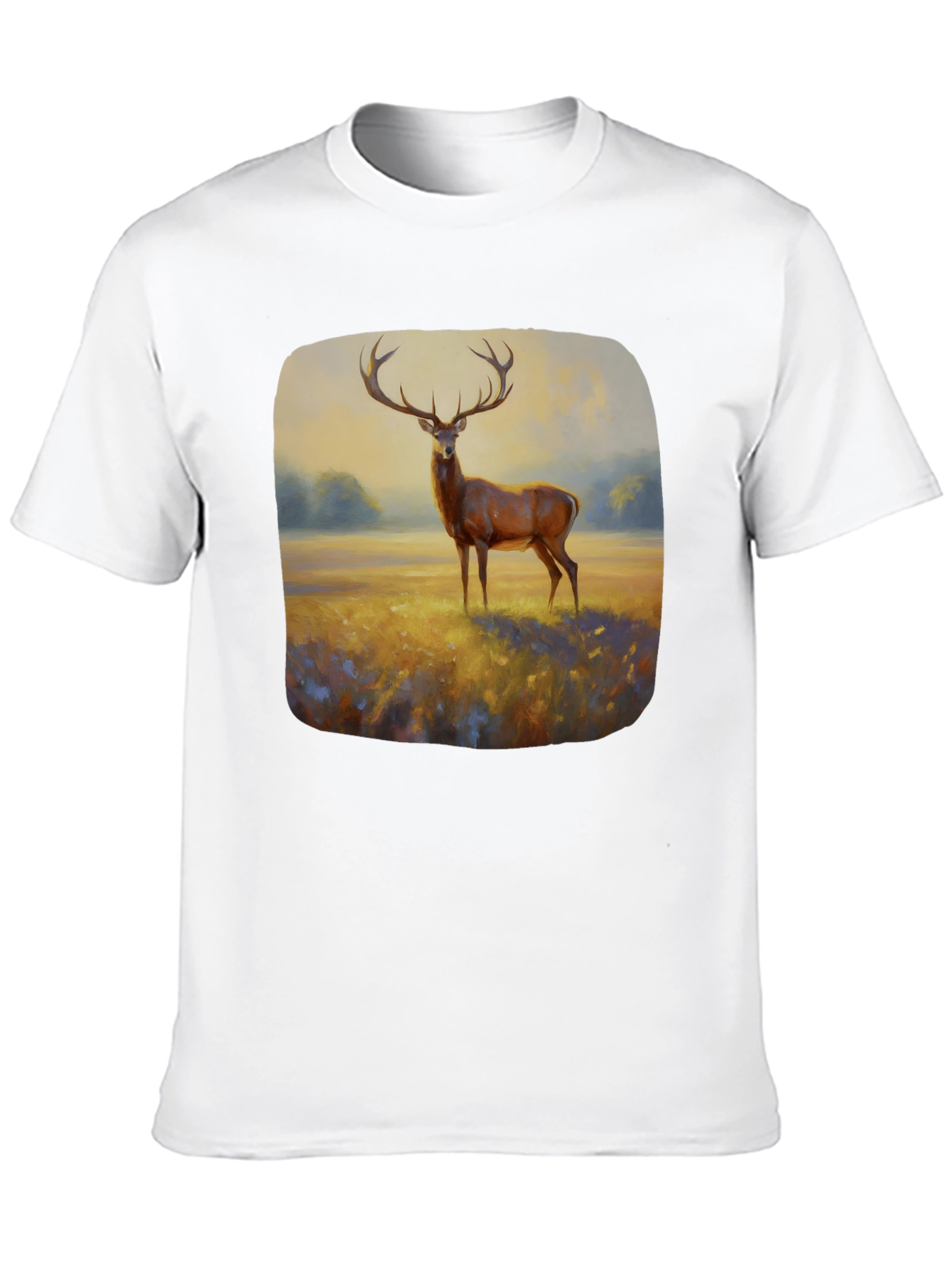 Black Deer Painting Graphic Tee - Nature Inspired Art Shirt view 10
