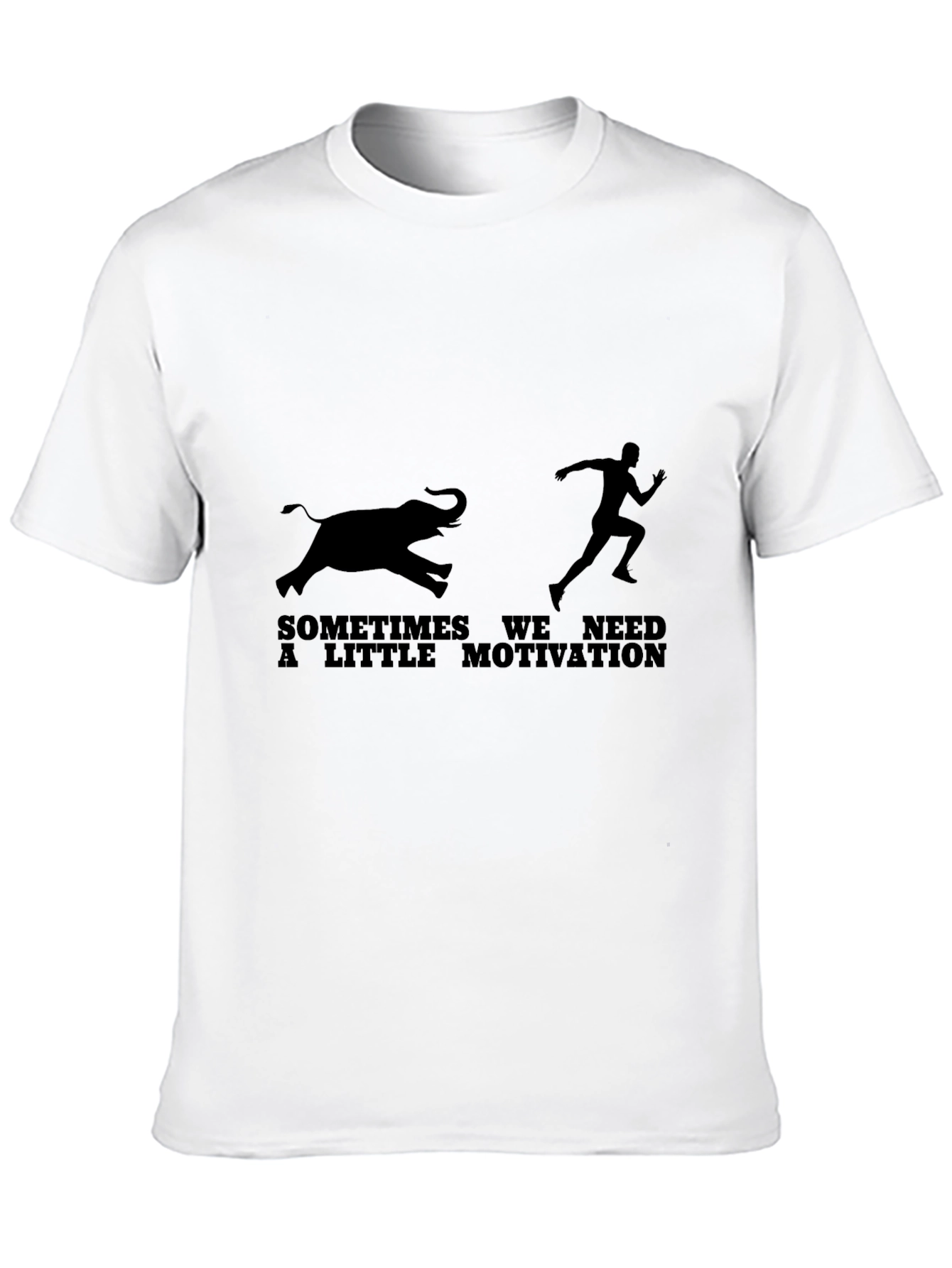 Black Motivation T-Shirt: Running from Elephant Tee view 10