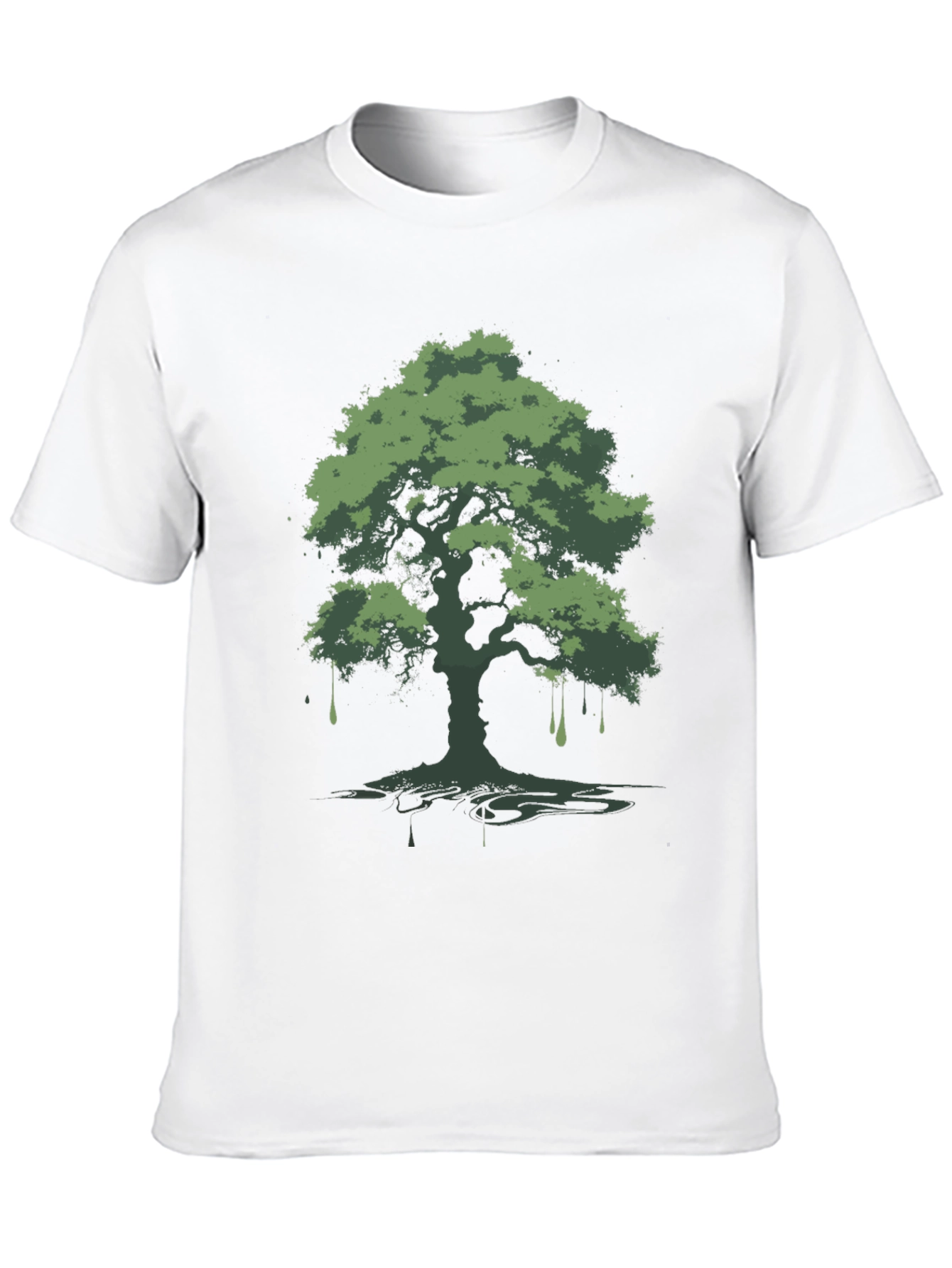 Black Green Tree Graphic Black T-Shirt view 10