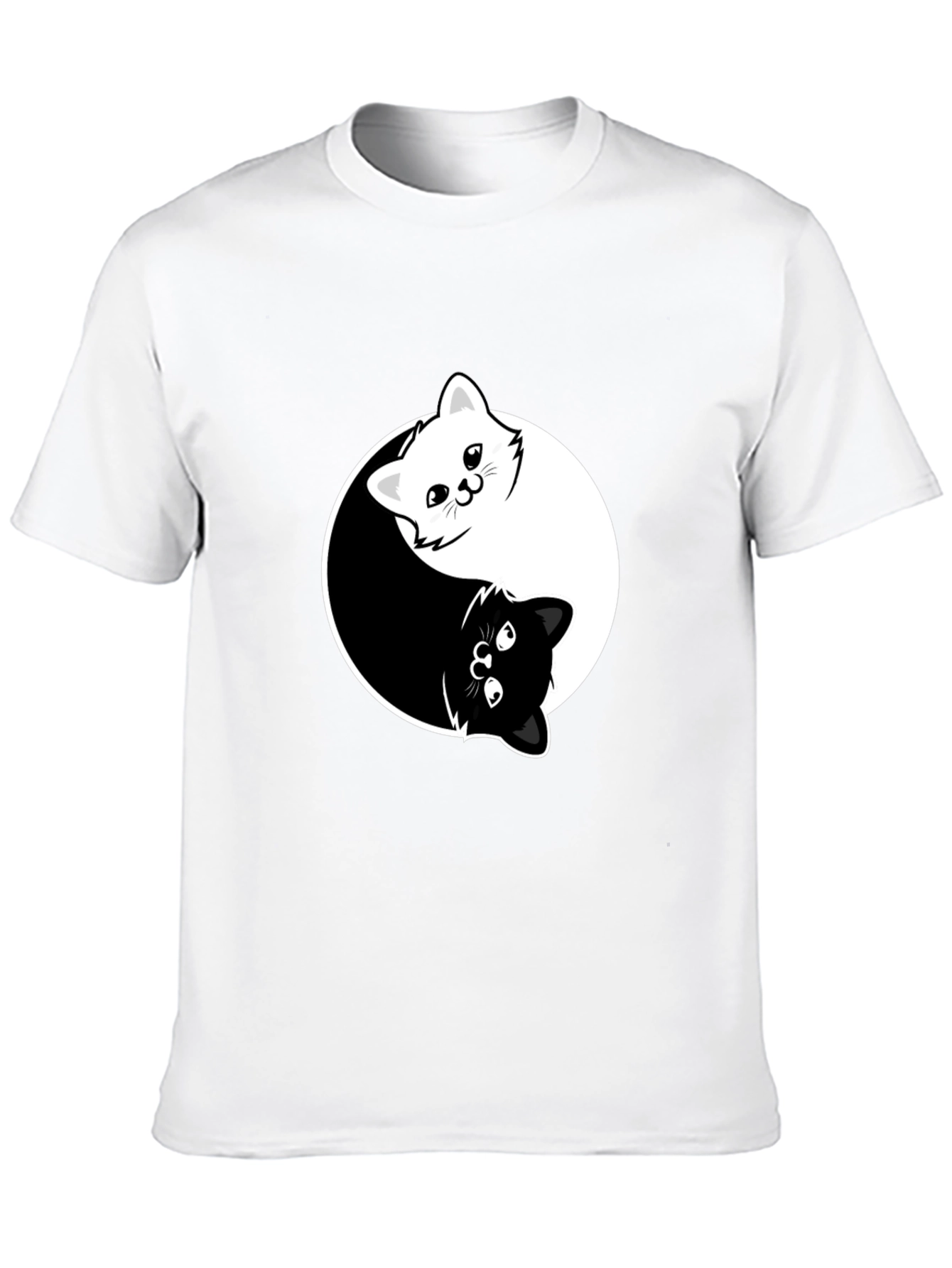Black Yin Yang Cats Graphic Tee - Black Cotton Blend T-Shirt view 10