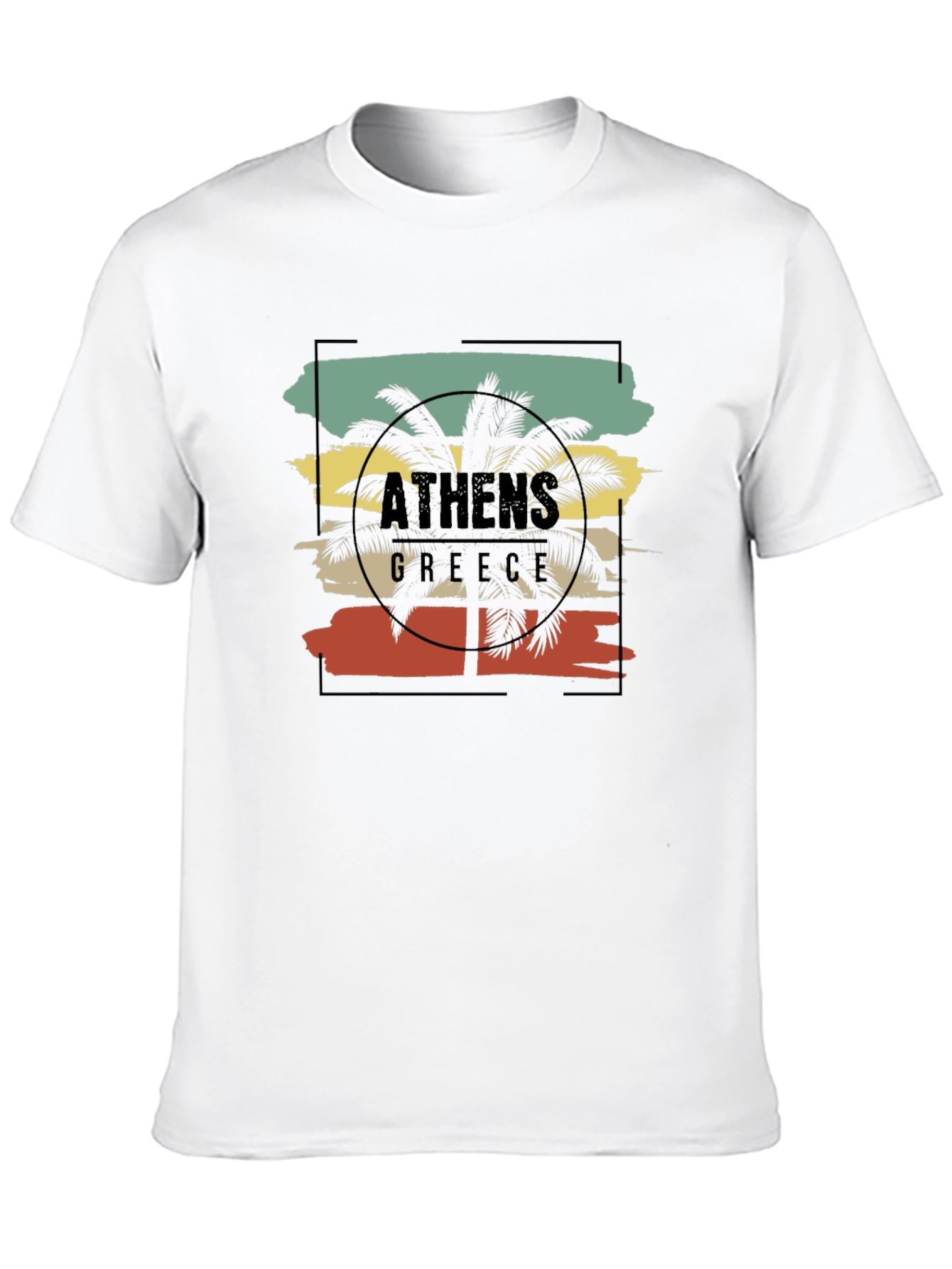 Black Athens Greece Palm Tree T-Shirt view 10