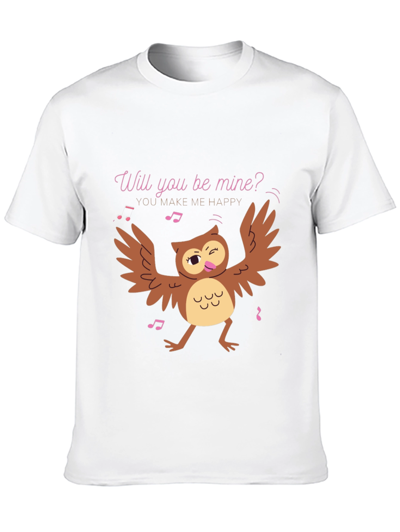 Black Whimsical Owl Valentine's Day T-Shirt view 10