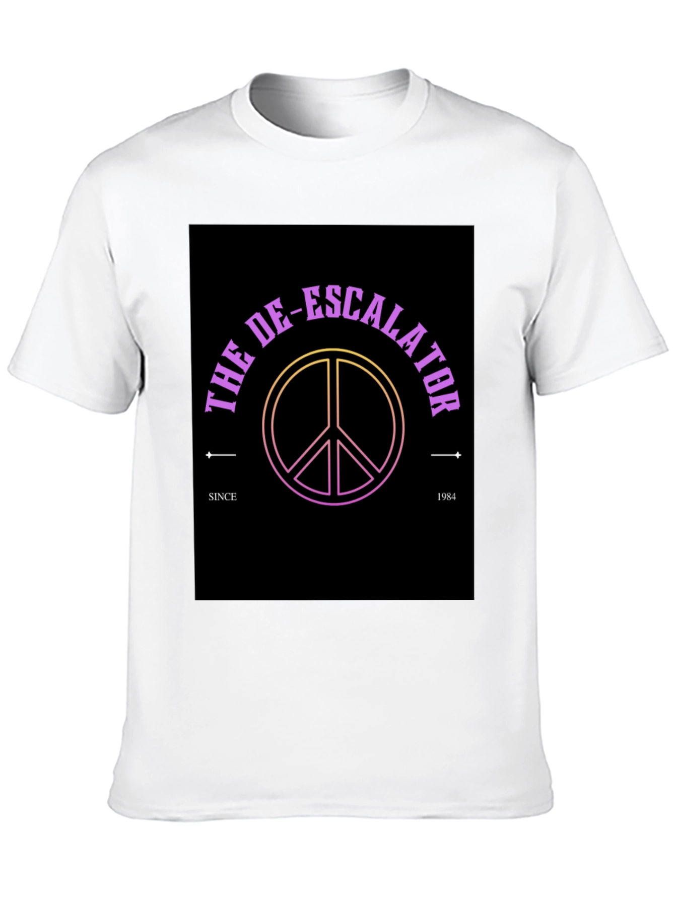 Black The De-Escalator Peace Sign Black T-Shirt view 10