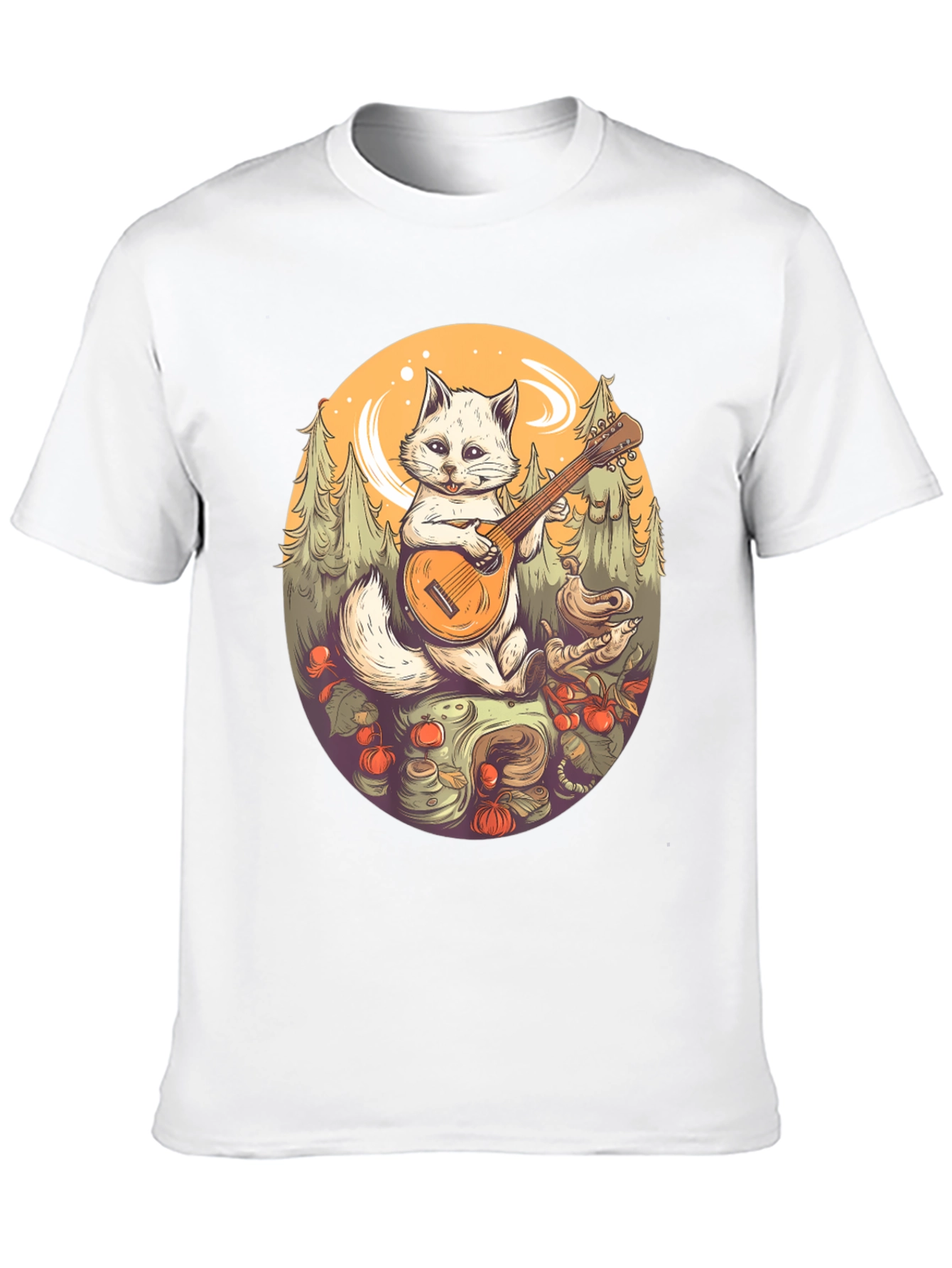 Black Cat Playing Banjo Graphic T-Shirt view 10