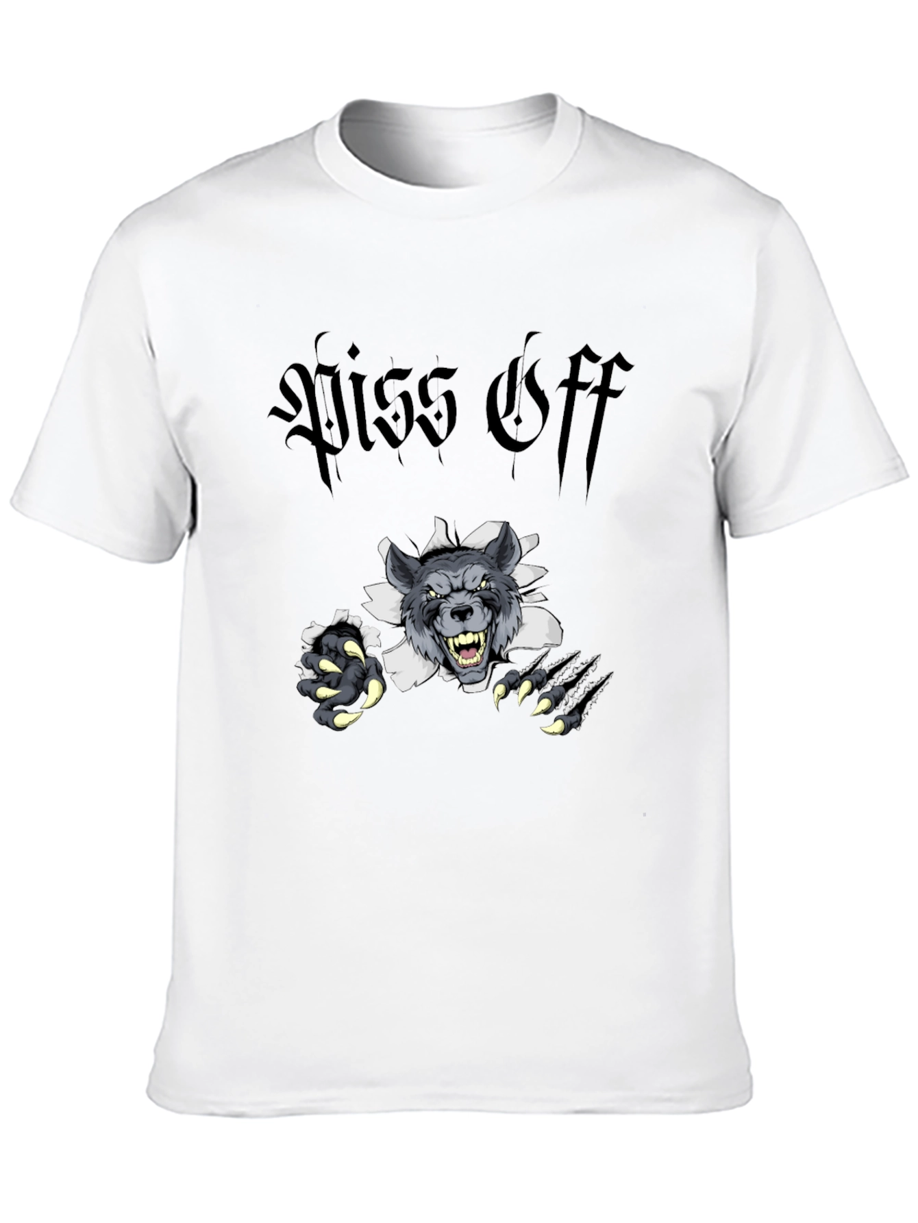 Black Piss Off Wolf Graphic Tee - Black Cotton T-Shirt view 10