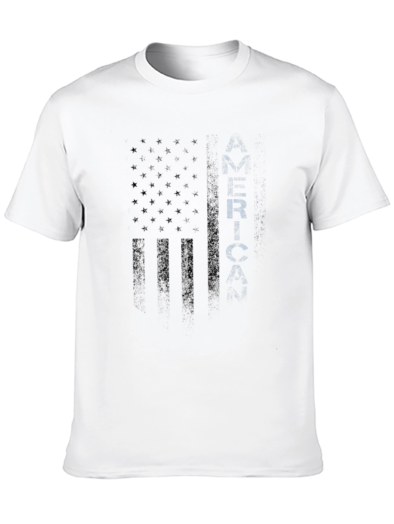 Black Men's Black American Flag Graphic T-Shirt view 10