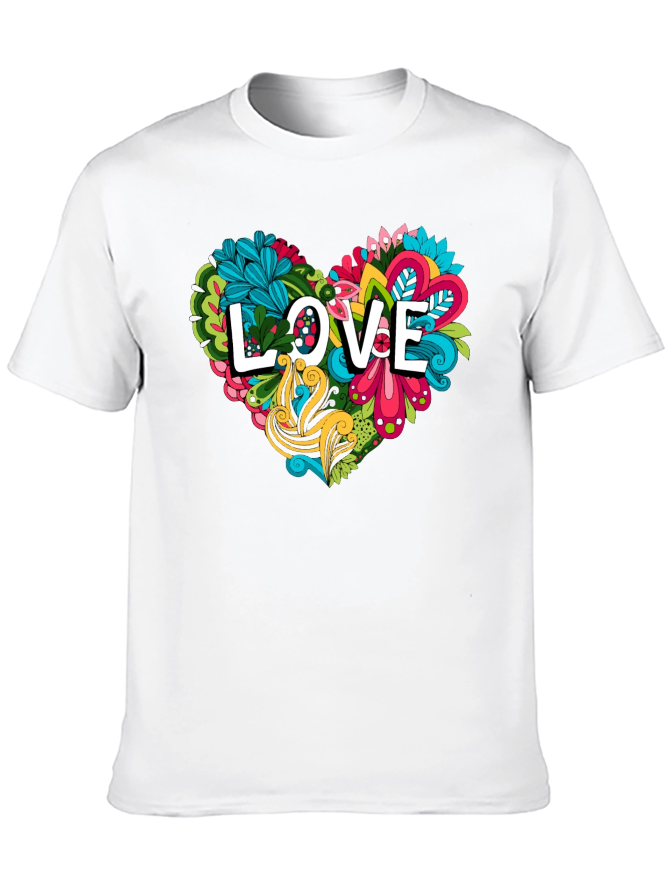 Black Love Heart Graphic Tee - Black Cotton Shirt view 10