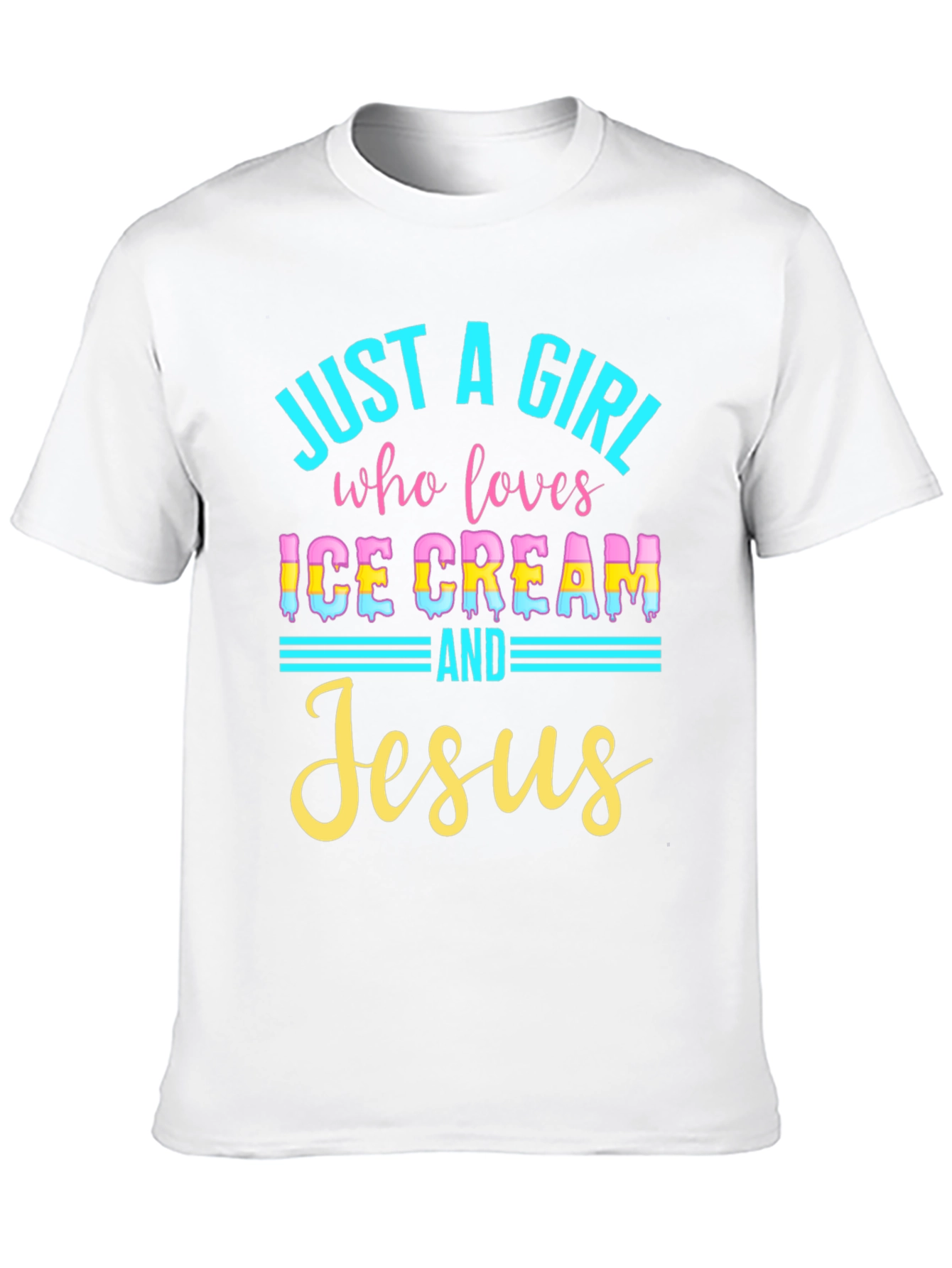 Black Just a Girl Who Loves Ice Cream and Jesus Black T-Shirt view 10
